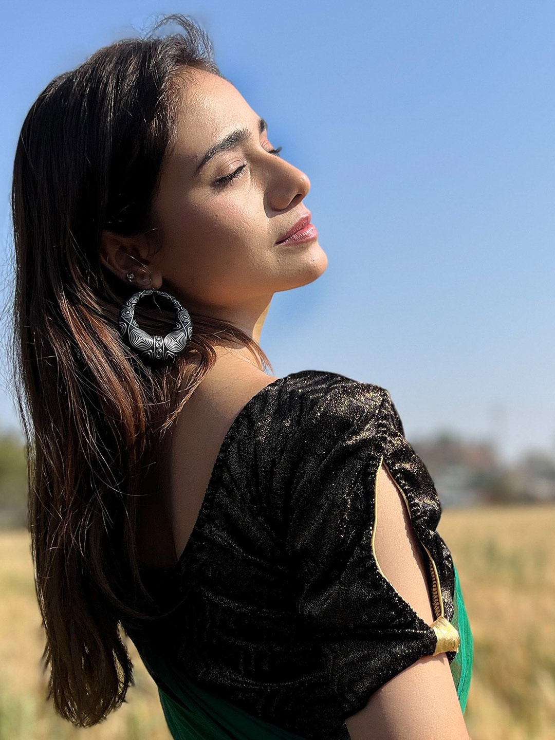 

Bindigasm's Advi Embellished Velvet Saree Blouse, Black