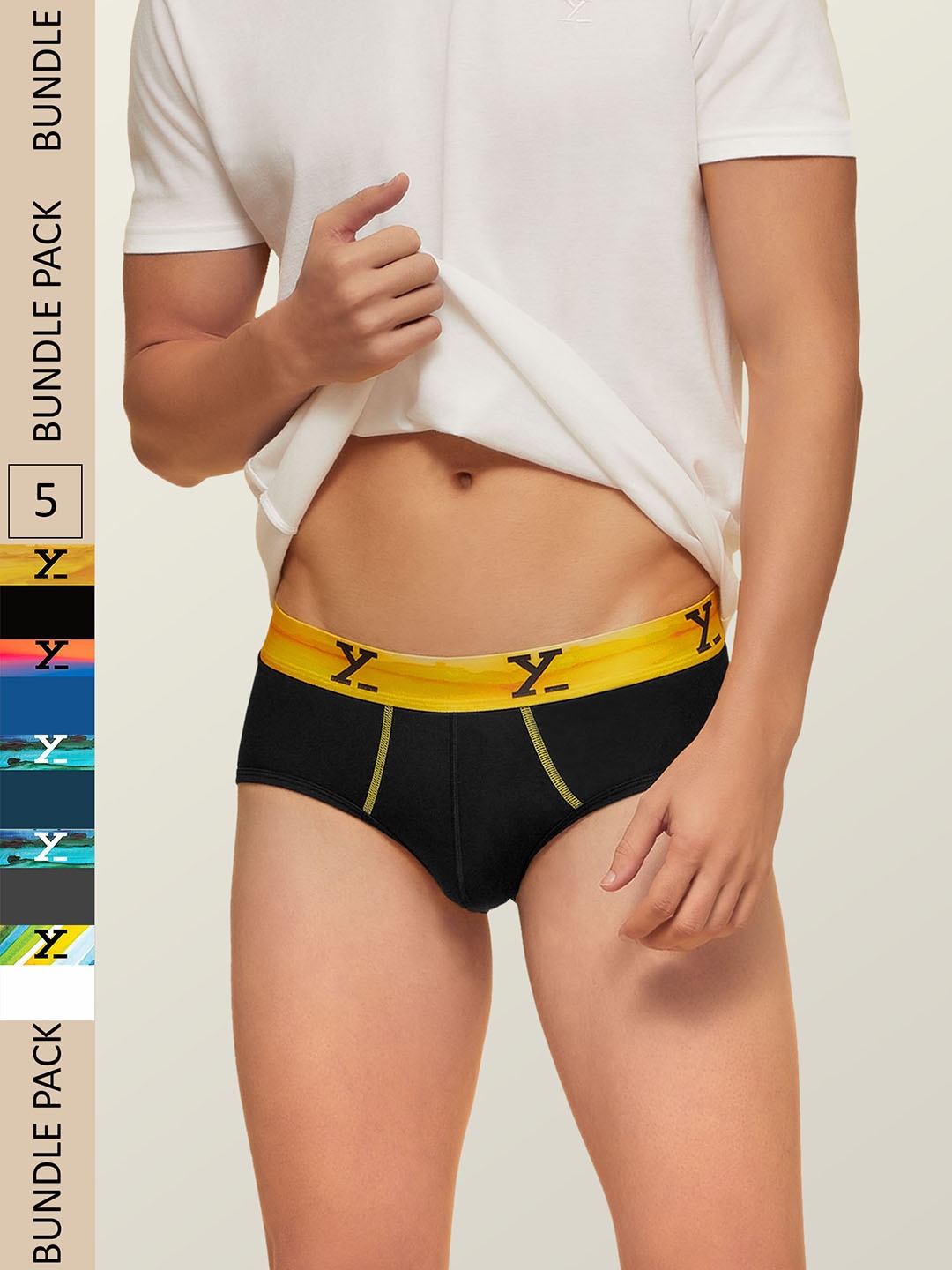 

XYXX Men IntelliSoft Antimicrobial Micro Modal Pack of 5 Dynamo Briefs XYBRF5PCKN35, Multi