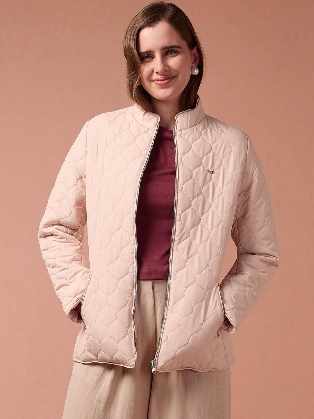 

U.S. Polo Assn. Women Women Mock Collar Bomber Jacket, Pink