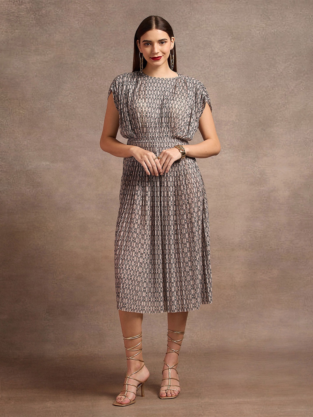 

U.S. Polo Assn. Women Animal Print A-Line Midi Dress, Multi