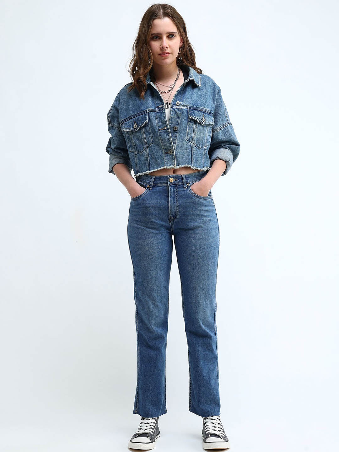 

Flying Machine Women High-Rise Straight Fit Light Fade Stretchable Jeans, Blue