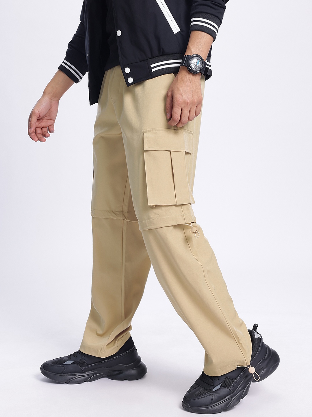 

Kook N Keech Men Urban Breeze Toggled Cargos Trousers, Beige