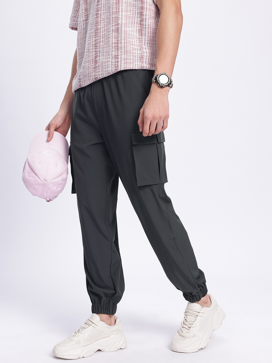 

Kook N Keech Men Elevated Basics Cargos Trousers, Charcoal