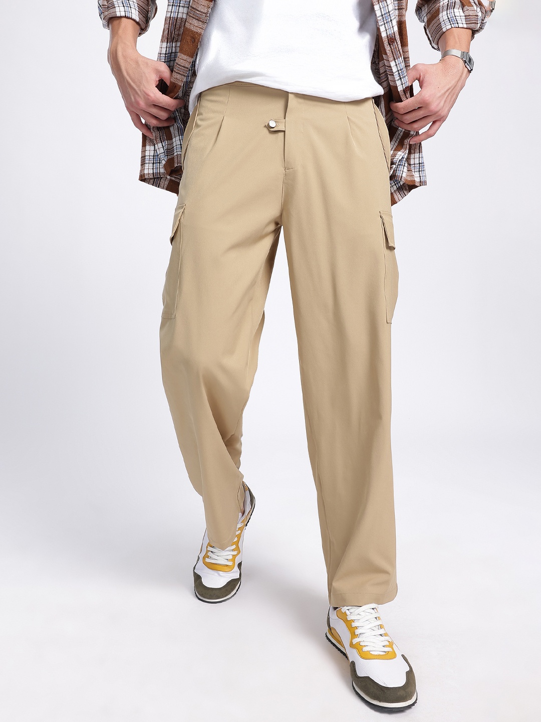 

Kook N Keech Edgy Basics Men Cargo Style Trousers, Beige