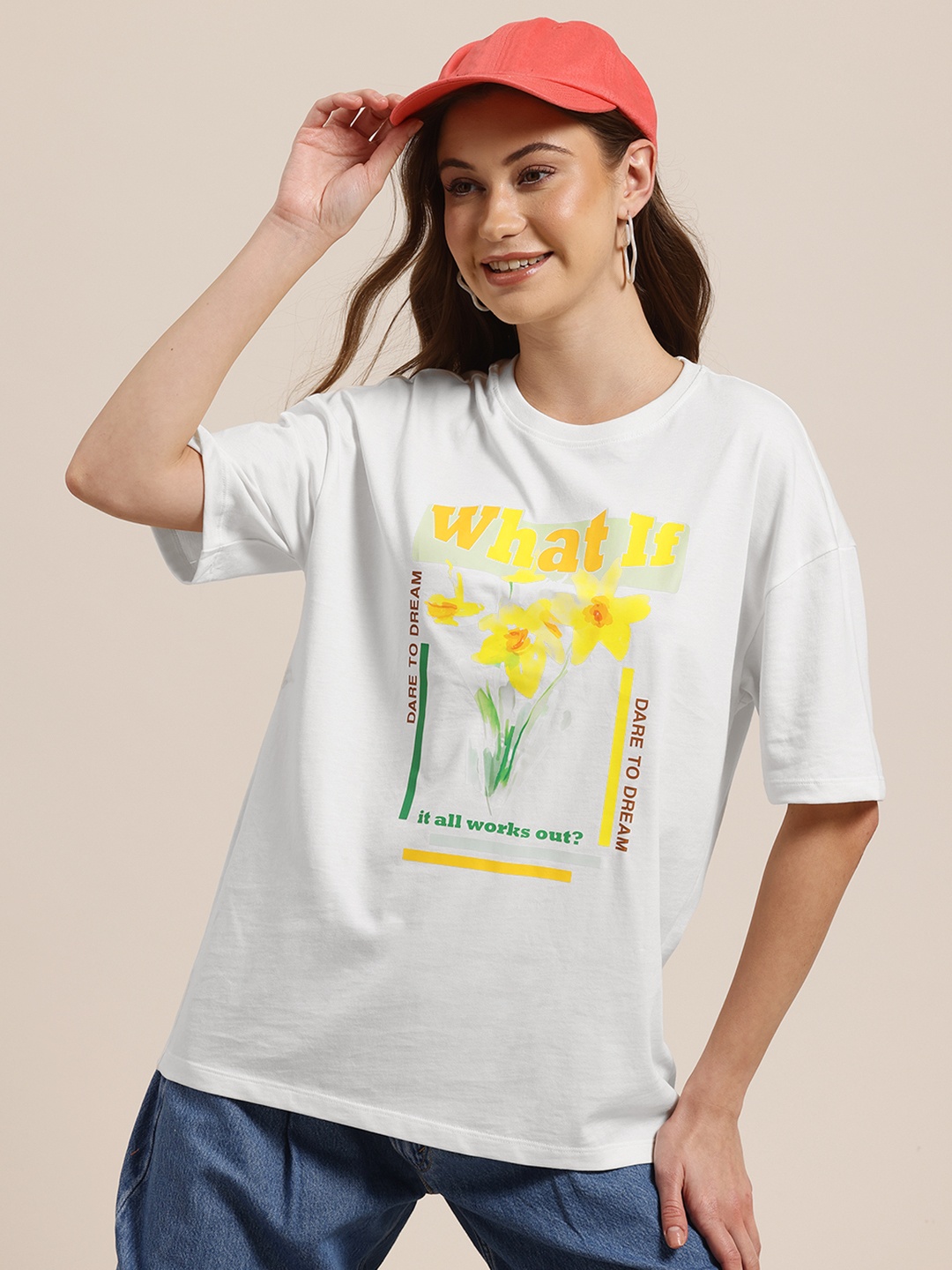 

HERE&NOW Printed Pure Cotton T-shirt, White