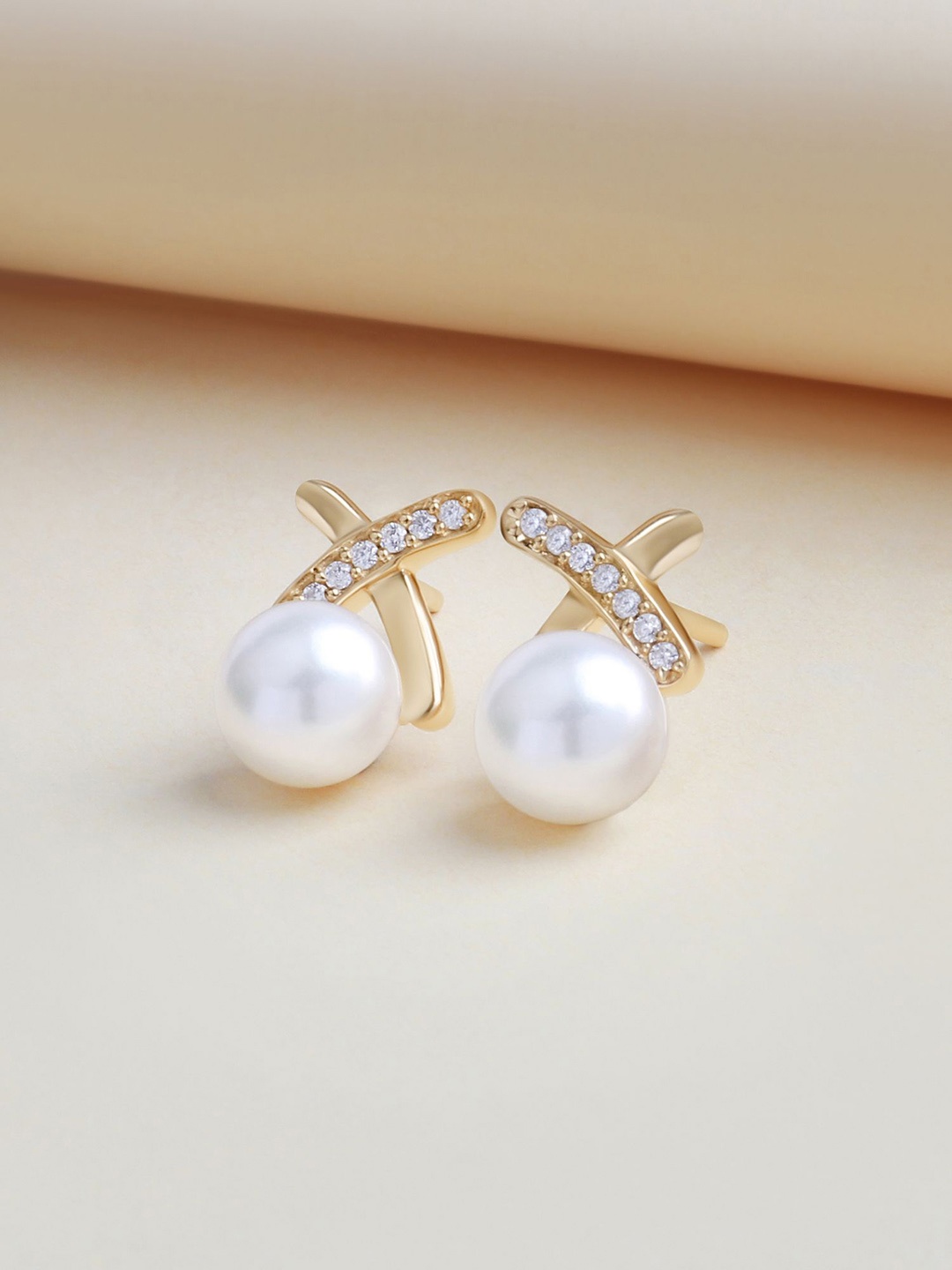 

Ornate Jewels 925 Sterling Silver 18K Gold Plated Freshwater Pearl Stud Earring