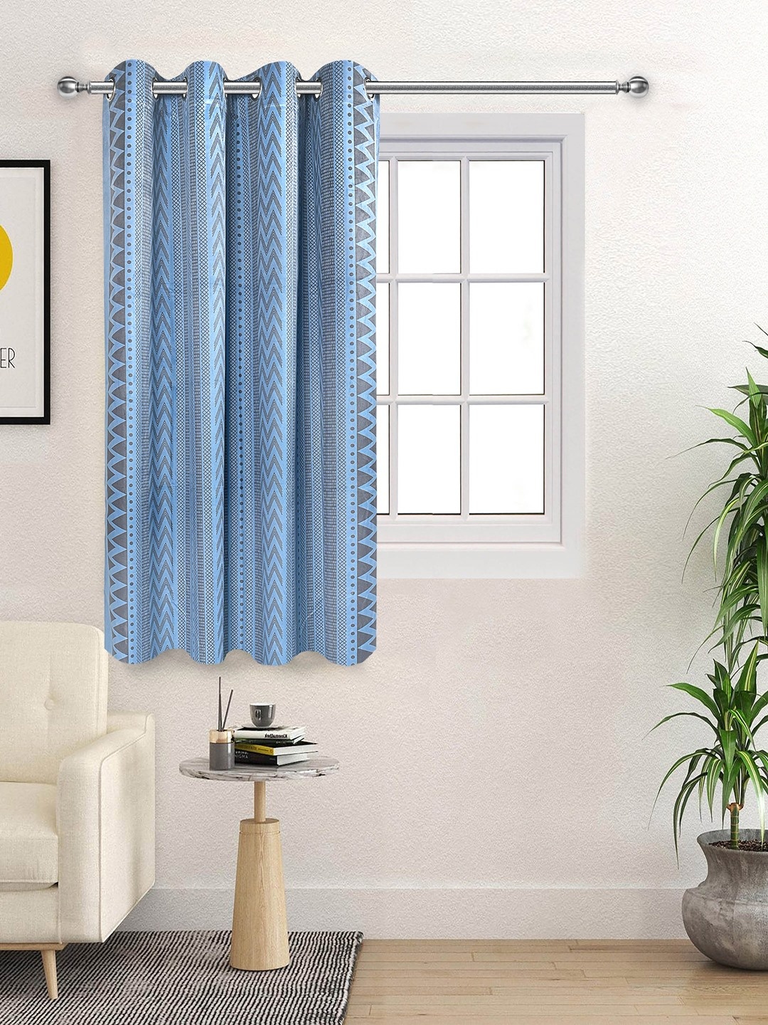 

Saral Home Blue & Grey Geometric Room Darkening Window Curtain