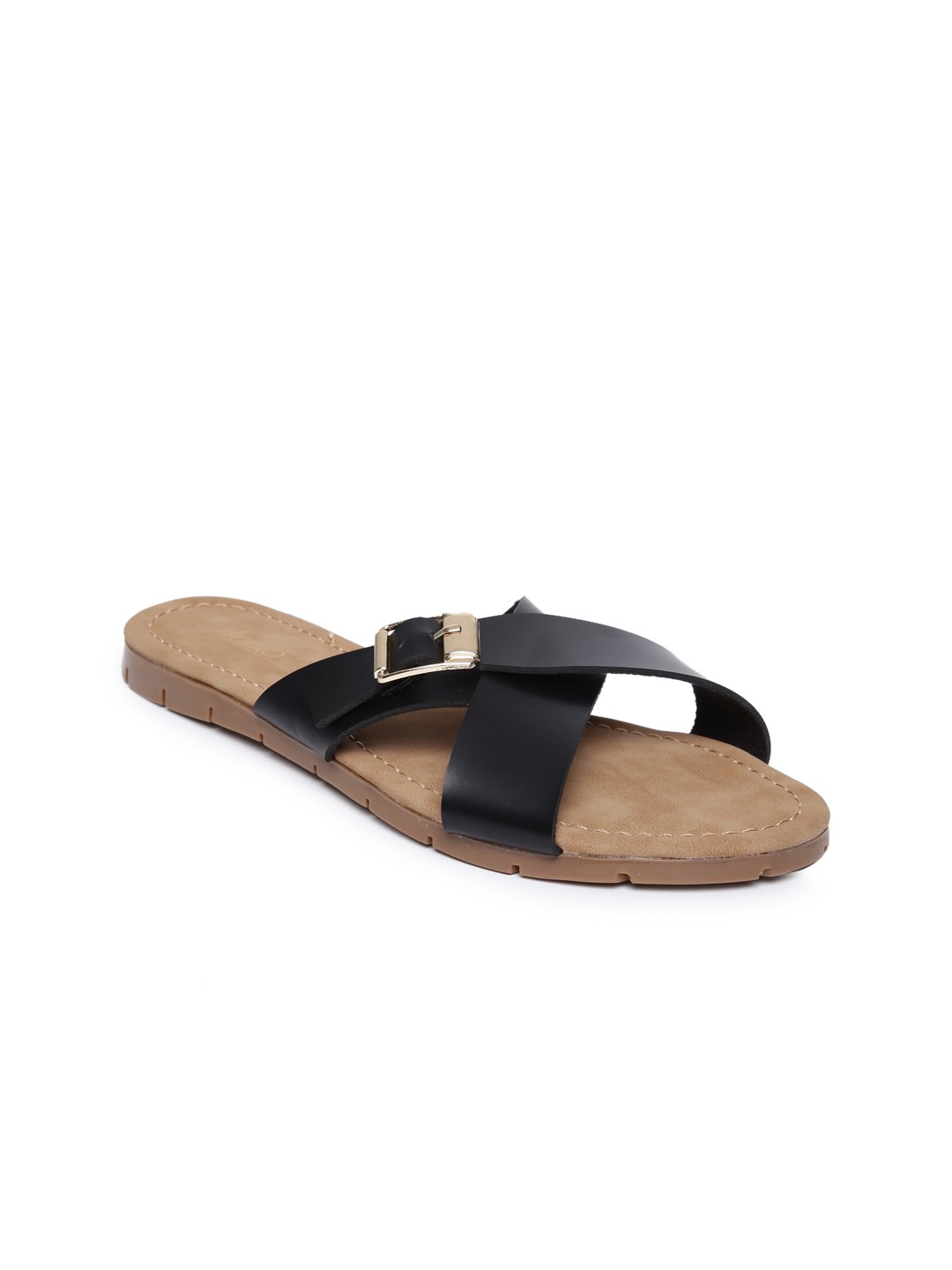 

Inc 5 Women Black Solid Synthetic Open Toe Flats