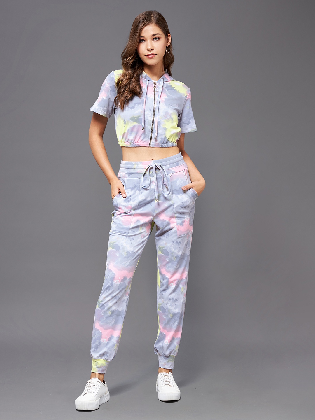 

BAESD Round Short Tie & Dye Crop Regular Co-ord Set, Blue