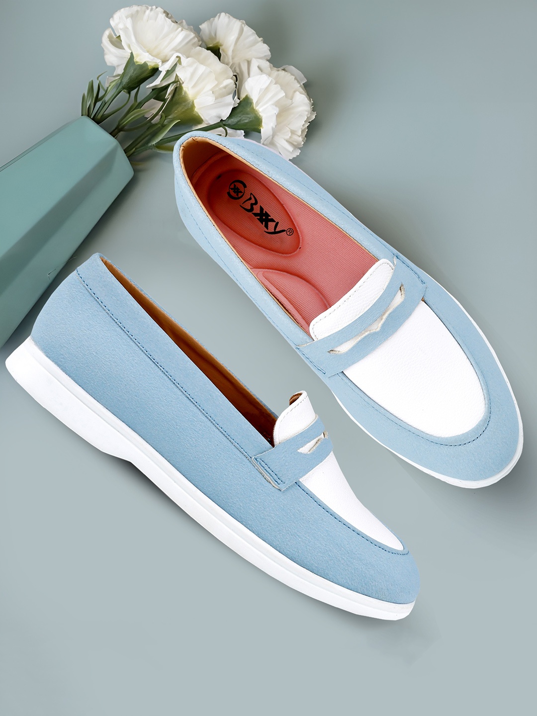 

Bxxy Women Laser Cuts Mid-Top PU Loafers, Blue