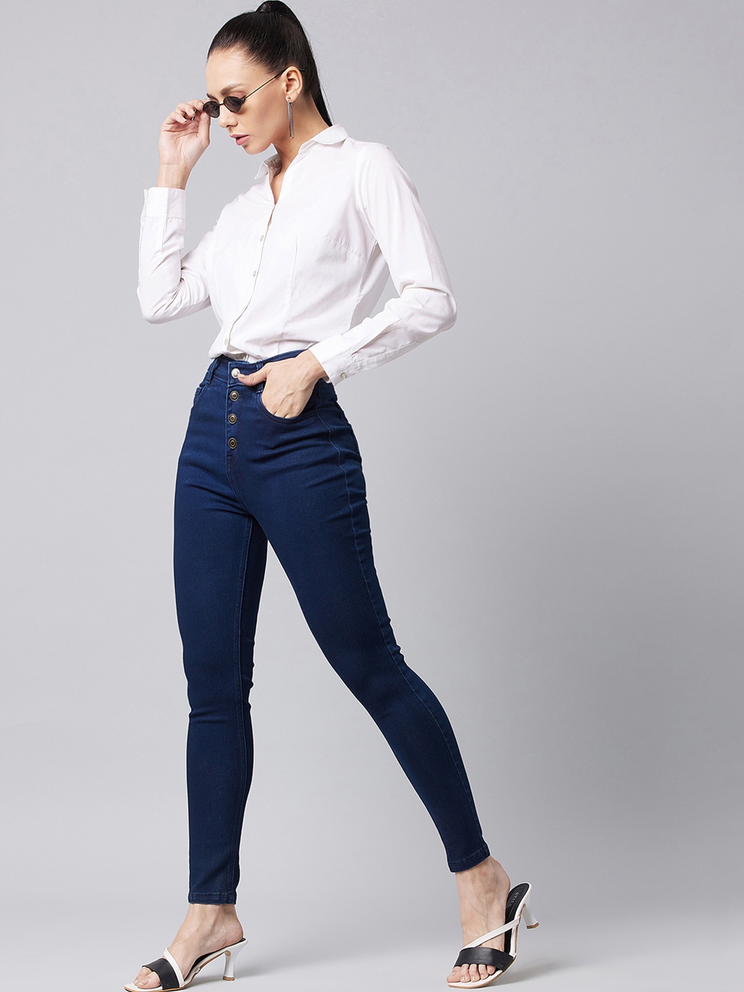 

Chemistry Women Skinny Fit High Rise Stretchable Denim Jeans, Navy blue