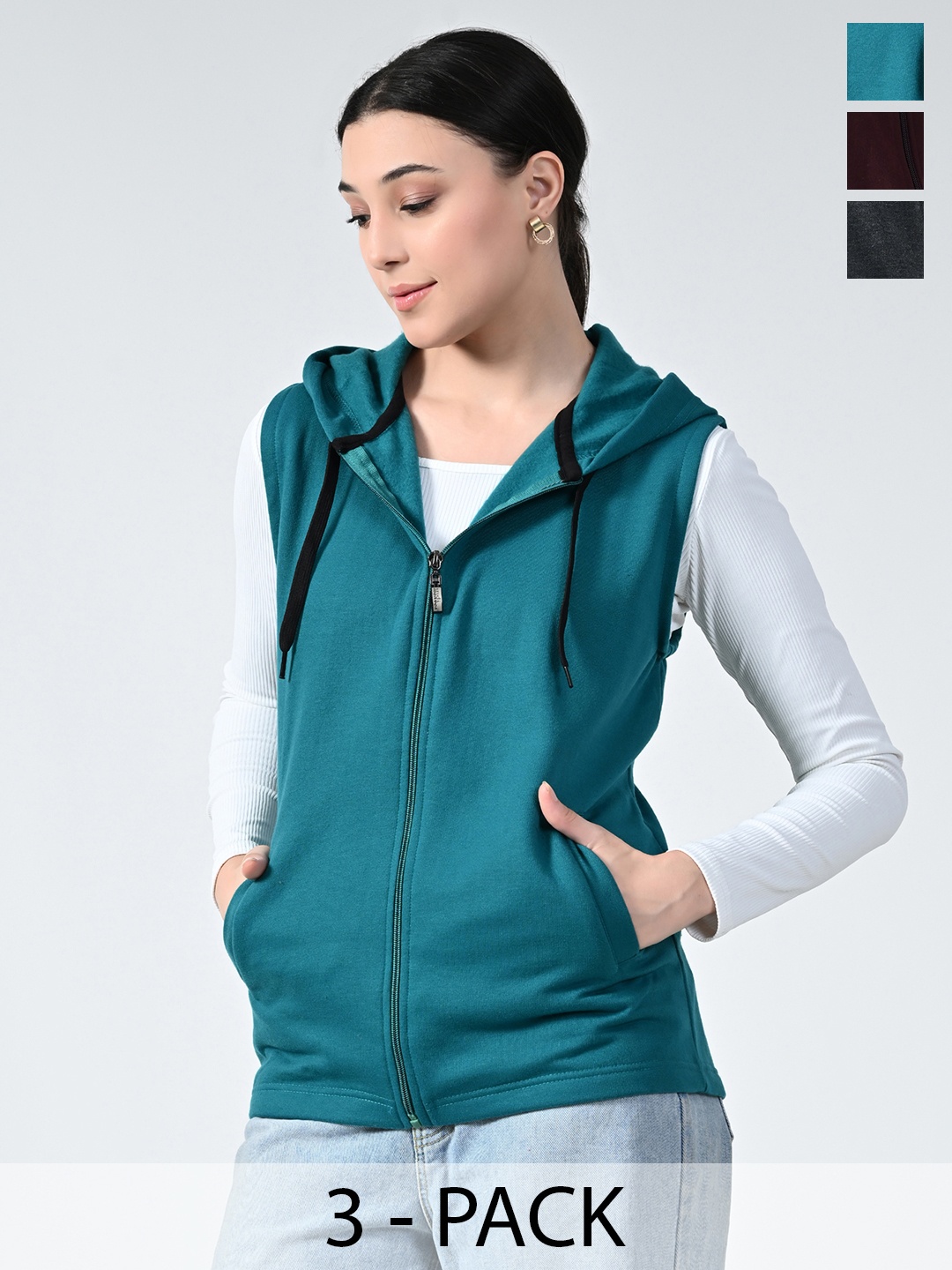 

BAESD Women Pack Of 3 Lightweight Open Front Jacket, Sea green