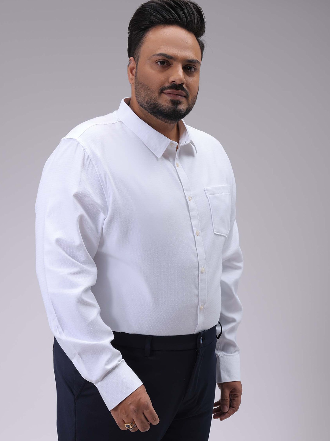 

Hardsoda by The Indian Garage Co Men Plus Size Opaque Formal Shirt, White