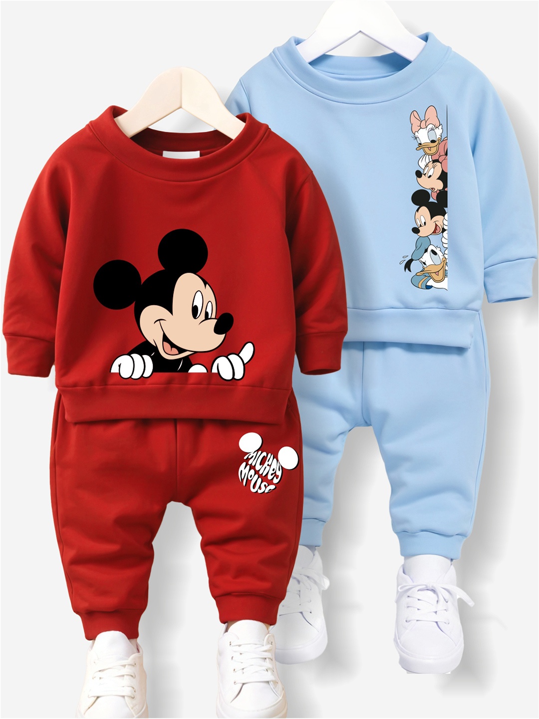 

Minicult Kids Printed Round Neck Pack Of 2 Sweatshirt With Joggers, Red