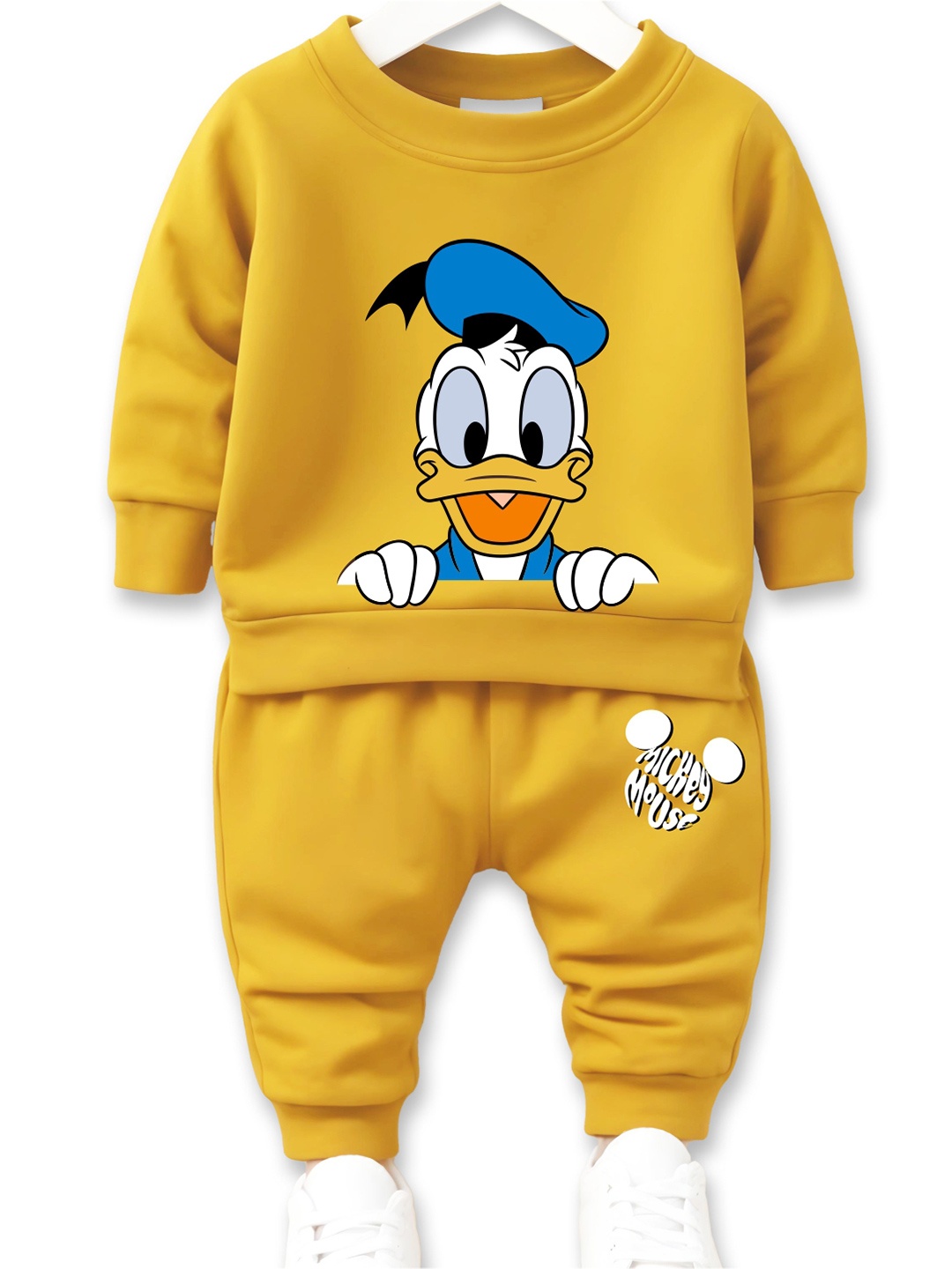

Minicult Kids Printed Round Neck Long Sleeves Sweatshirt & Joggers Set, Yellow