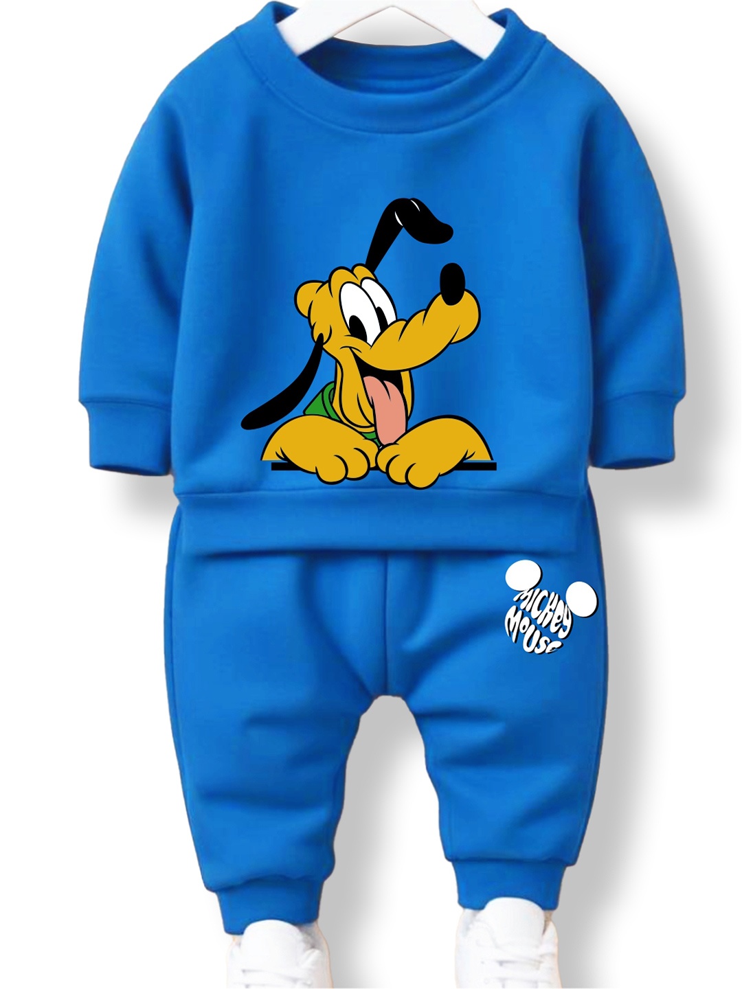 

Minicult Kids Printed Round Neck Long Sleeves Sweatshirt With Joggers Set, Blue