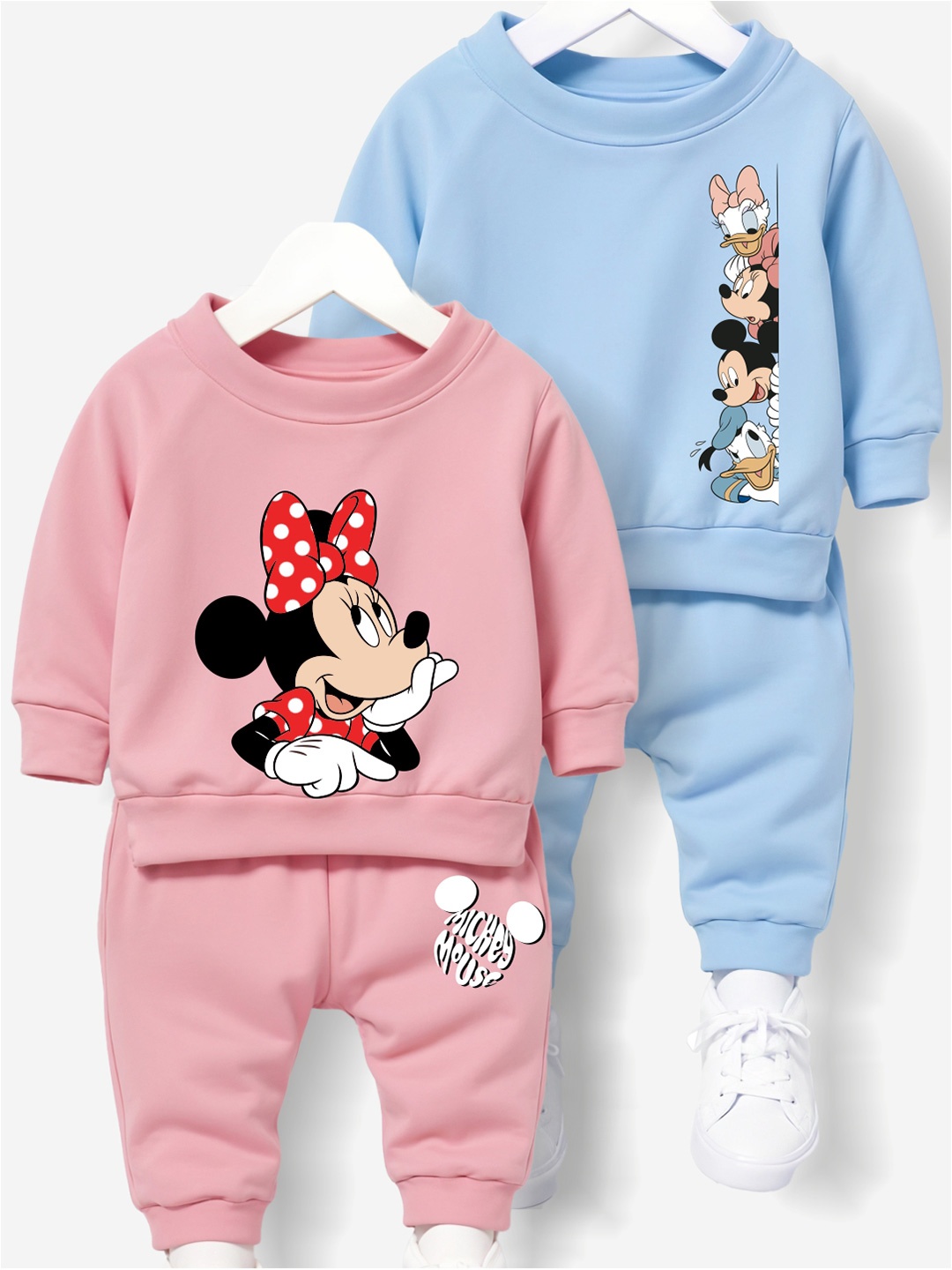 

x2o Infants Set of 2 Minnie & Daisy Duck Graphic Printed Sweatshirt With Joggers, Pink