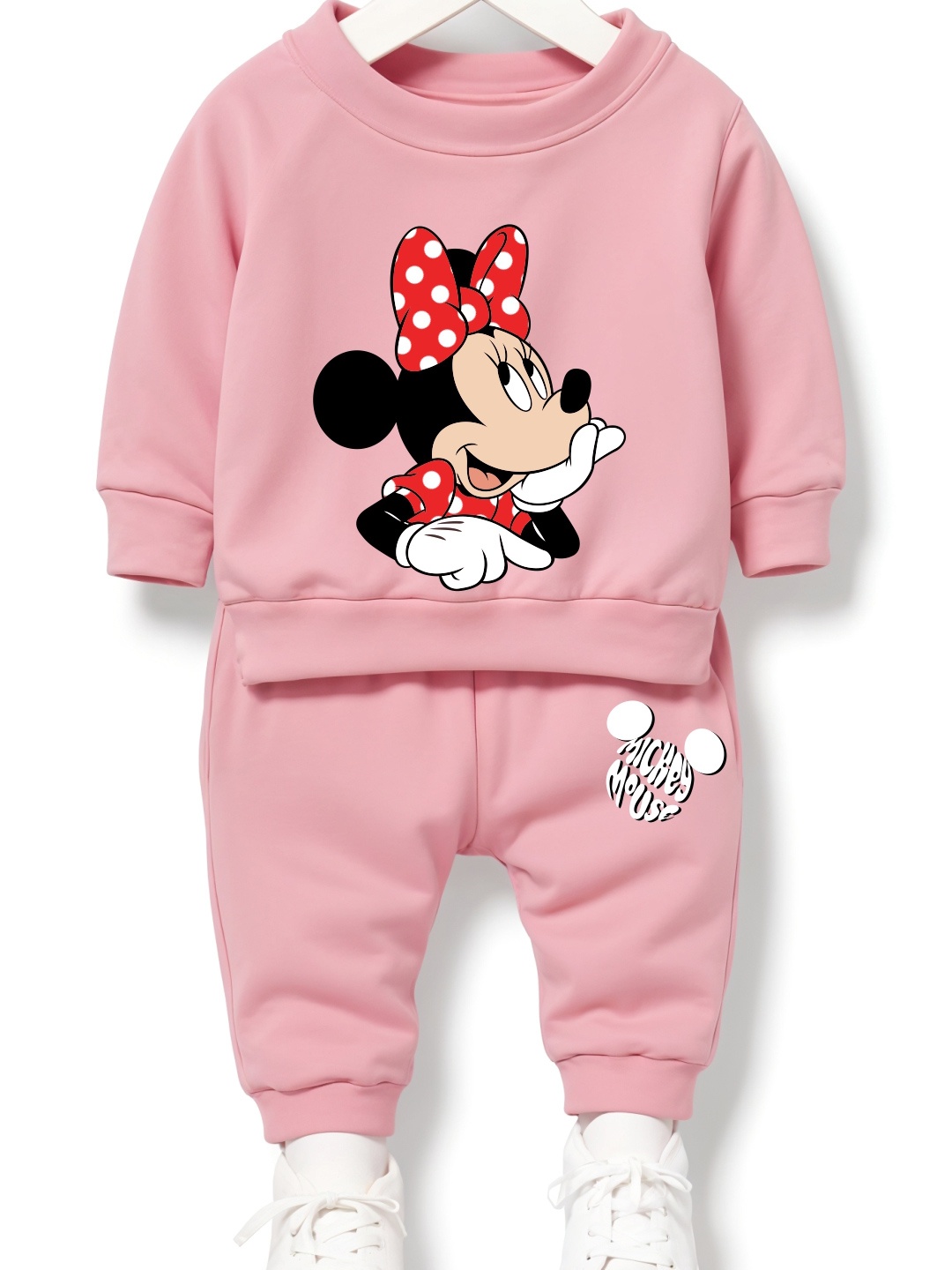 

x2o Kids Printed Round Neck Long Sleeves Sweatshirt With Jogger, Pink