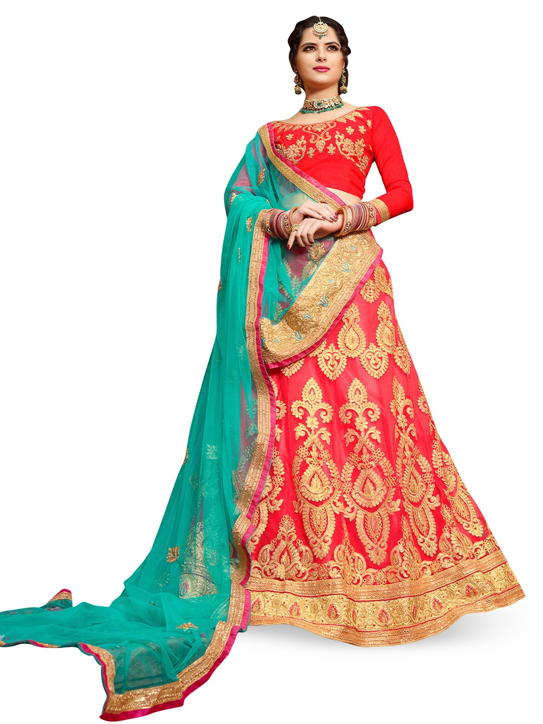 

Maroosh Embroidered Thread Work Semi-Stitched Lehenga & Unstitched Blouse With Dupatta, Pink