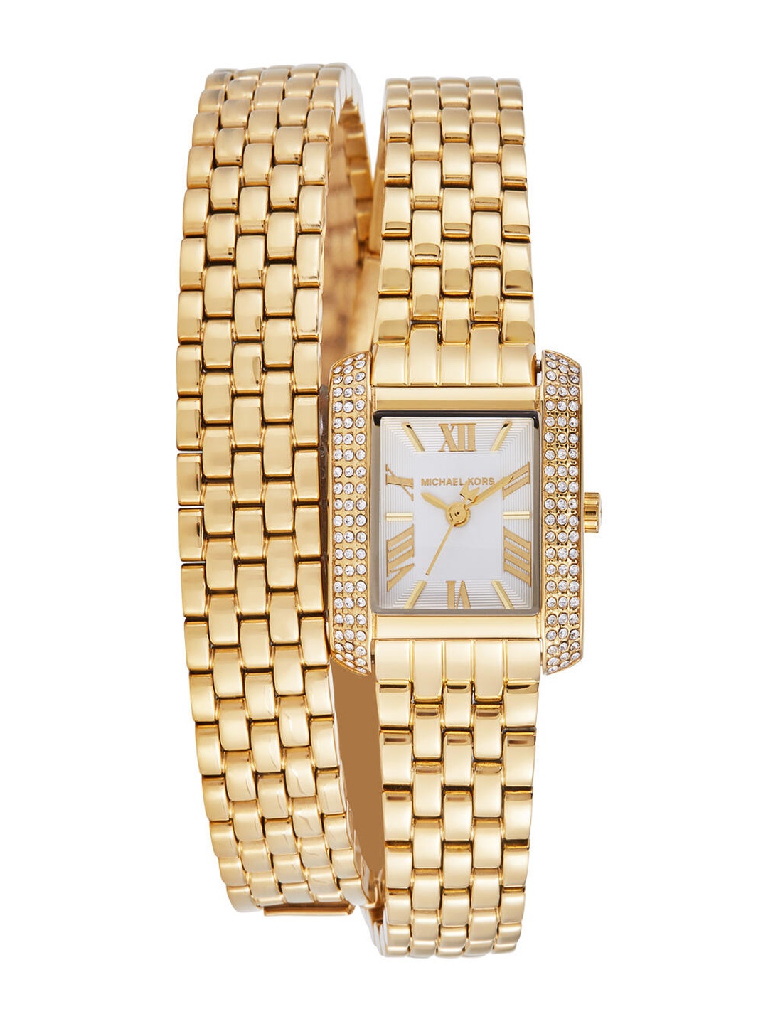 

Michael Kors Women Emery Embellished Serpetine Strap Analogue Watch MK4833I, White