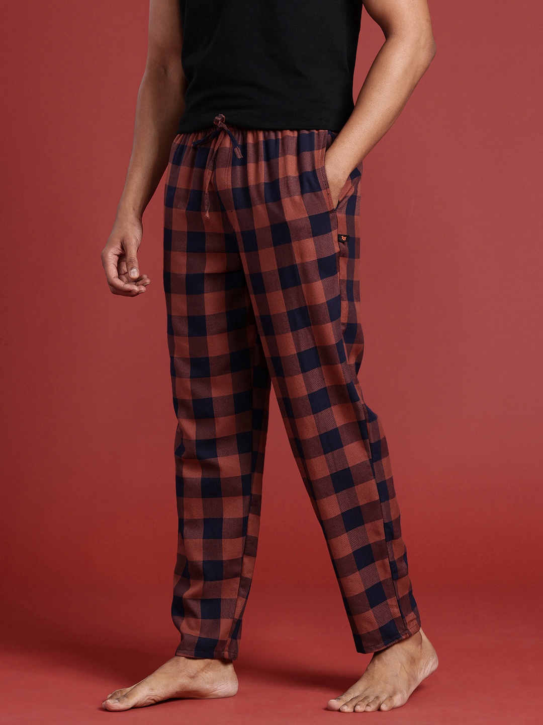 

Bareblow Checked Slim Lounge Pants, Navy blue