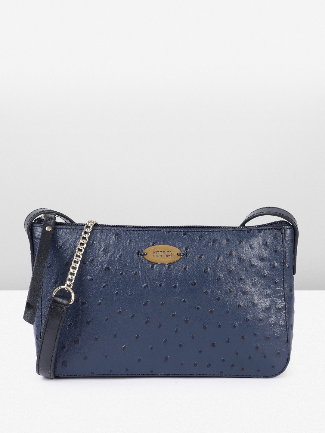 

Hidesign Textured Leather Structured Sling Bag, Blue