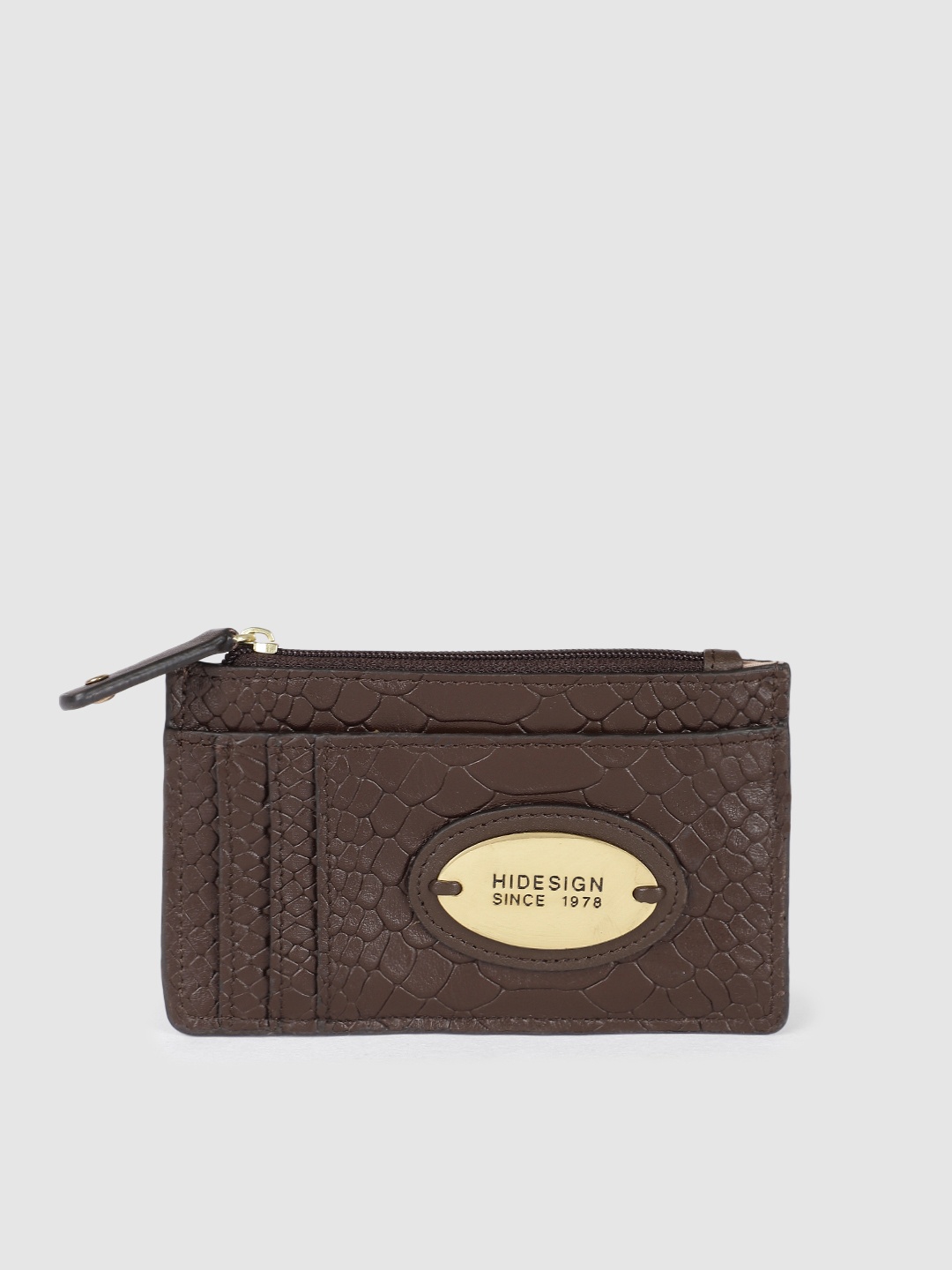 

Hidesign Women NATALIE Croc Textured Leather Card Holder, Coffee brown