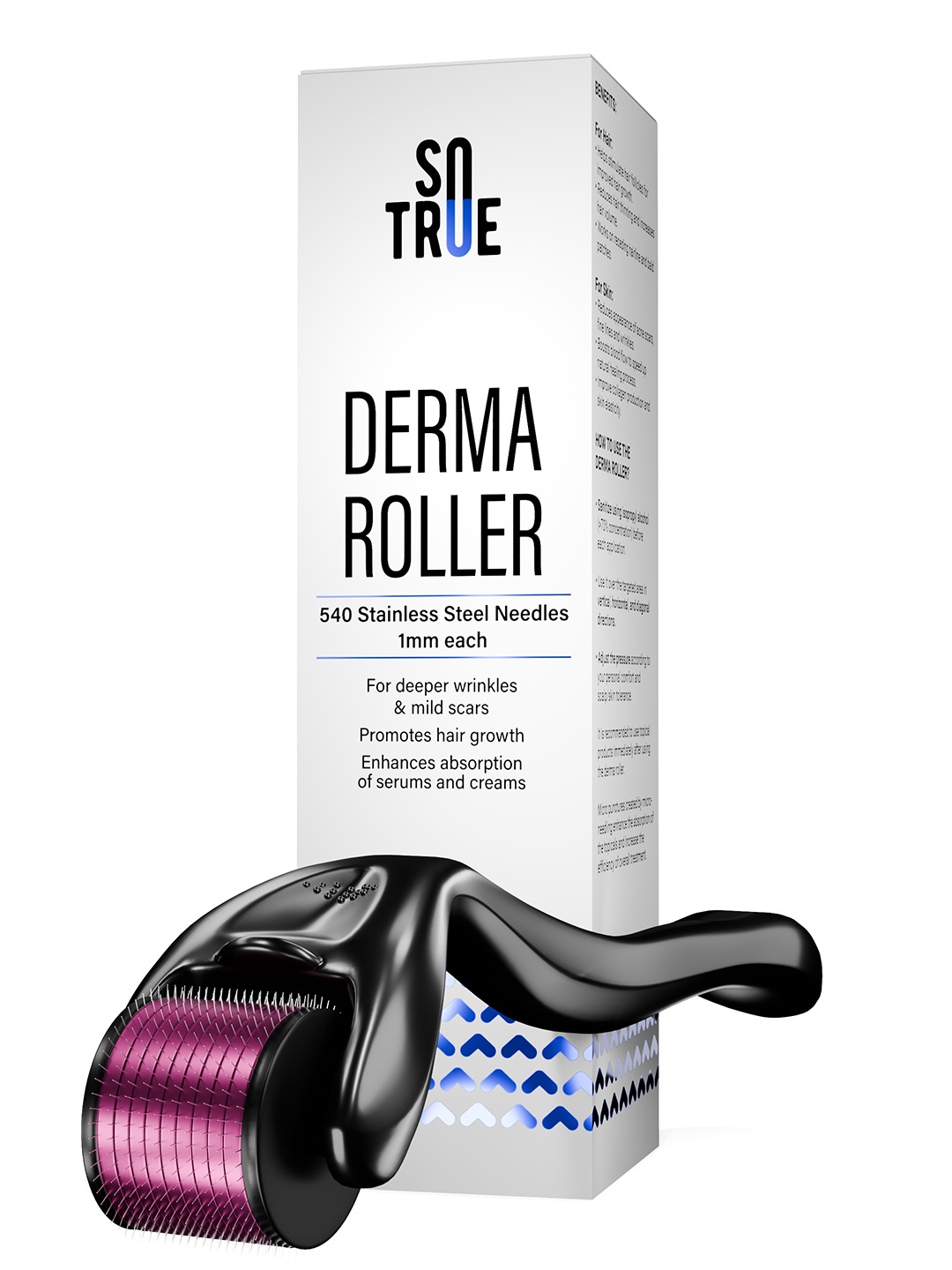 

SOTRUE Derma Roller For Skin Tightening & Hair Growth With 540 Titanium Needles, Black