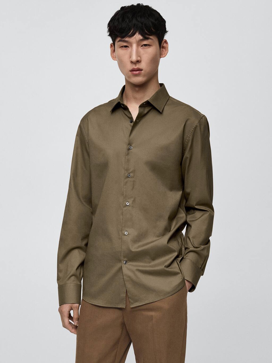 

MANGO MAN Regular Fit Casual Shirt, Brown