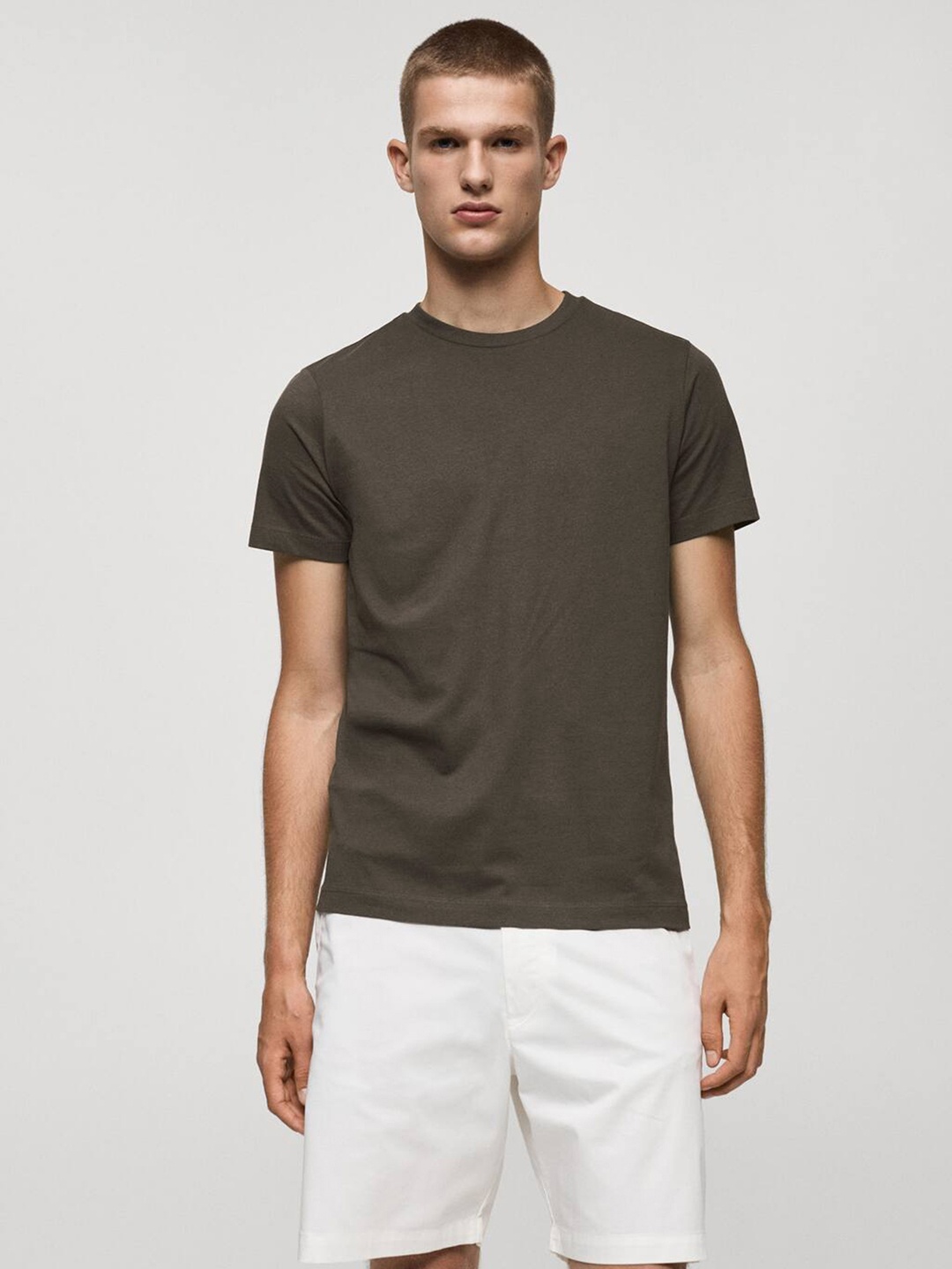 

MANGO MAN Pure Cotton T-shirt, Brown