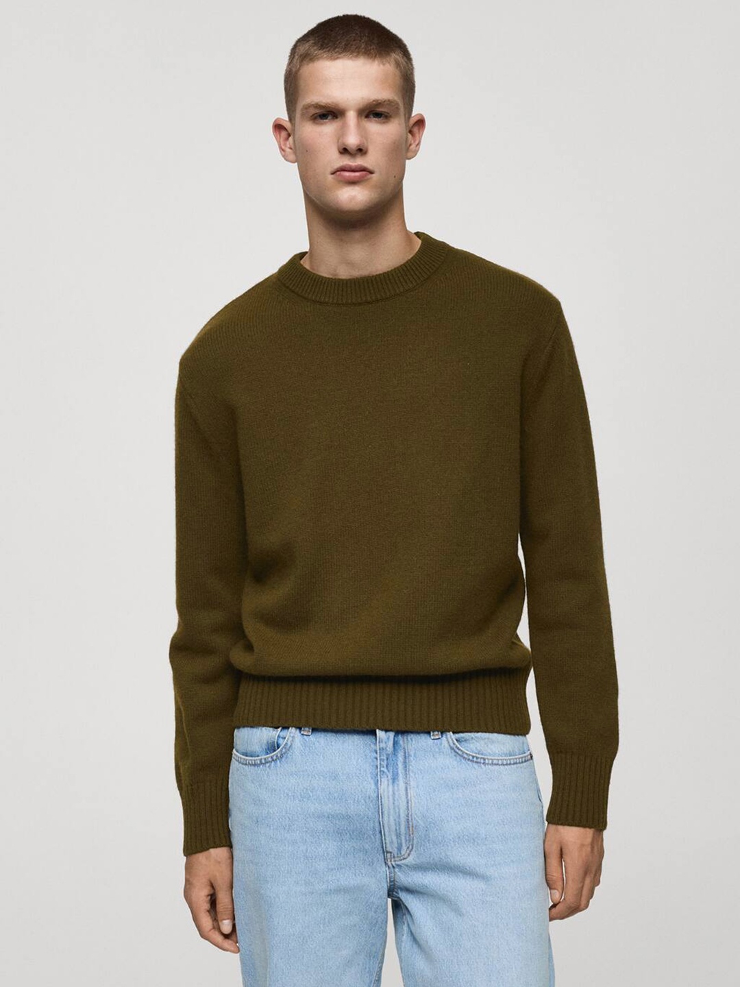 

MANGO MAN Knitted Pullover, Olive