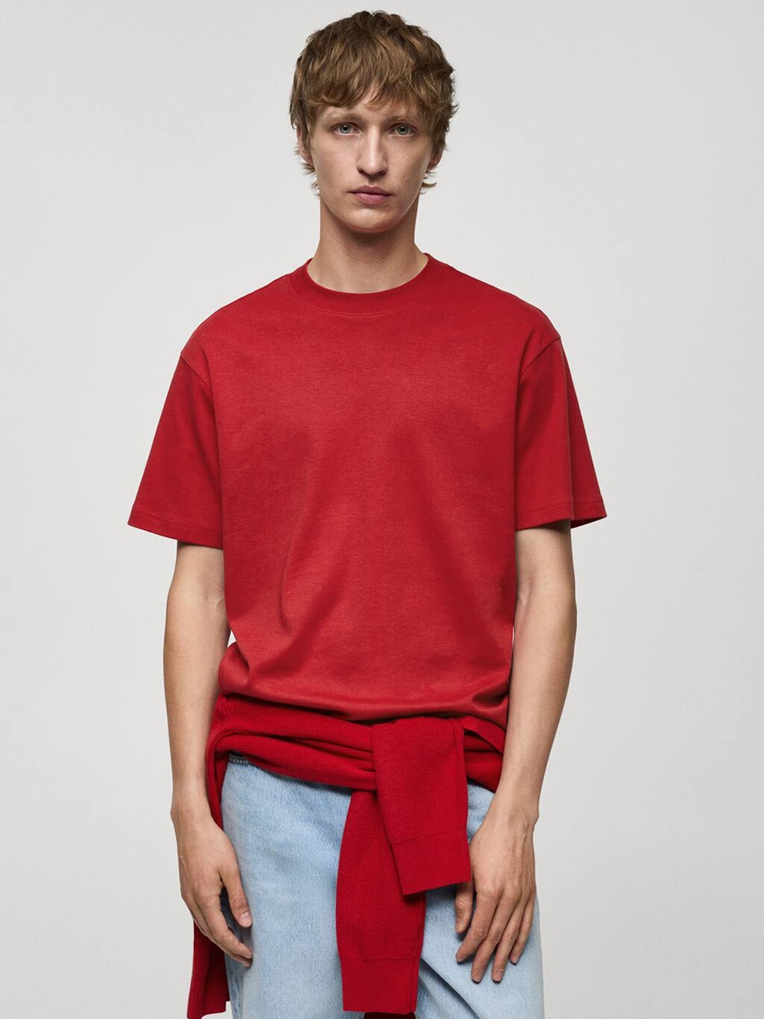 

MANGO MAN Pure Cotton T-shirt, Red