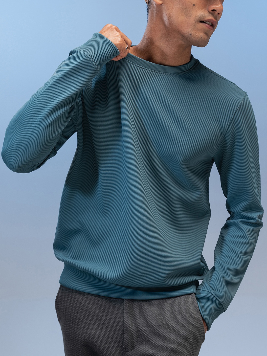 

DAMENSCH Constant Soft Ribbed TextureHigh Grade Dyes Ottoman Sweatshirts, Blue