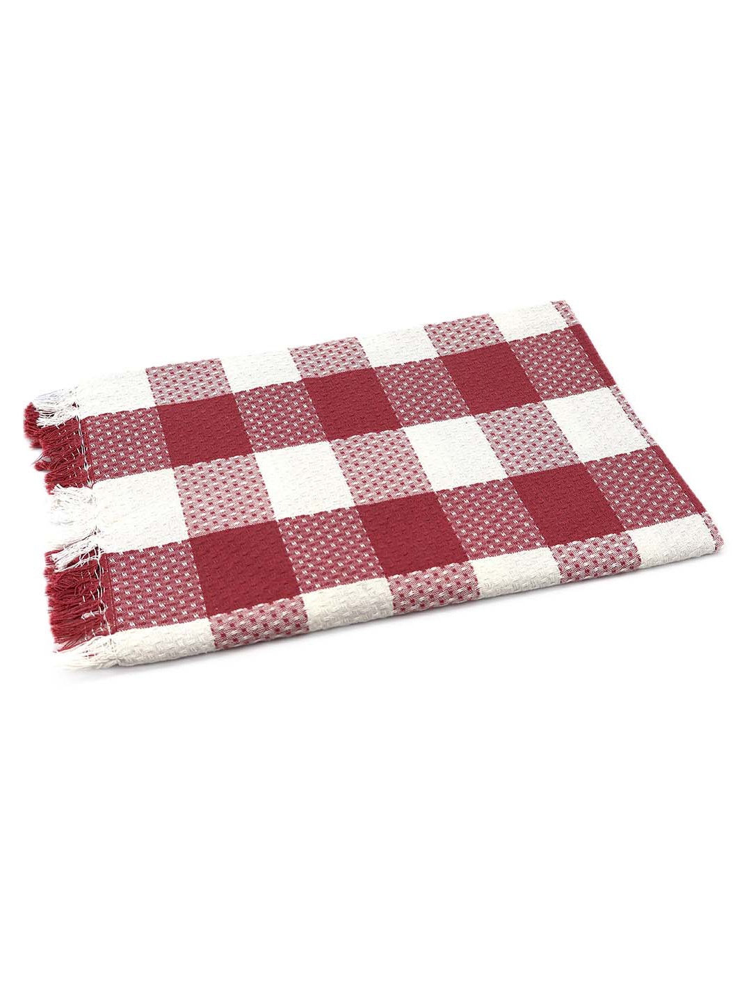 

BOMBAY DYEING Maroon & White Striped Pure Cotton 200 GSM Bath Towel