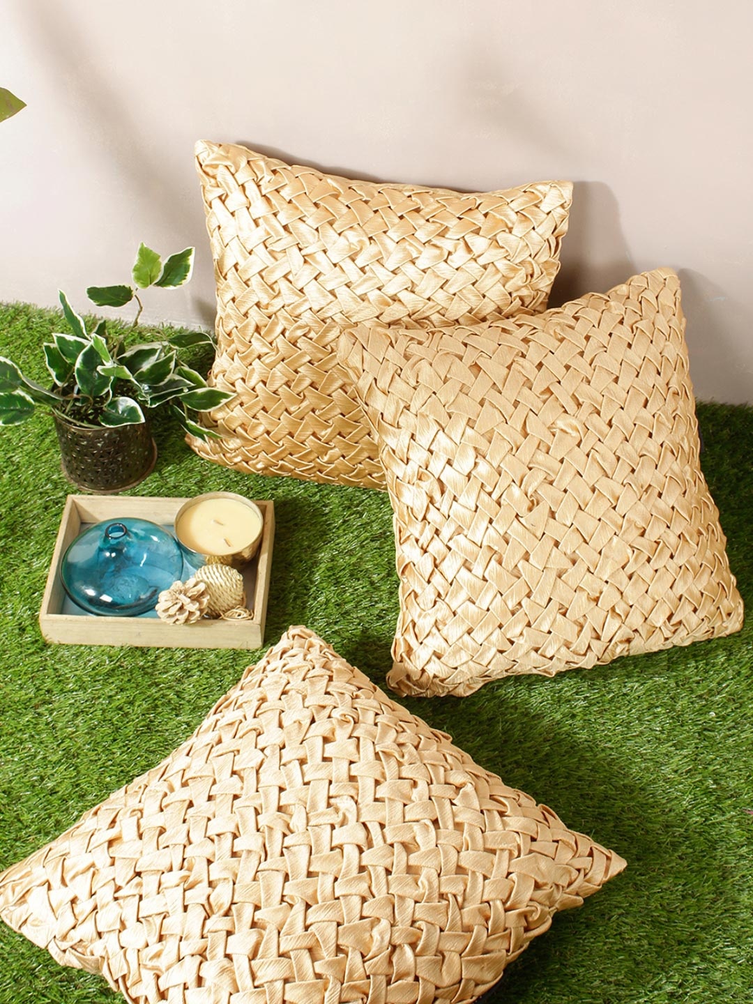

Myntra Elegant Homes Beige 3 Pieces Geometric Square Cushion Covers
