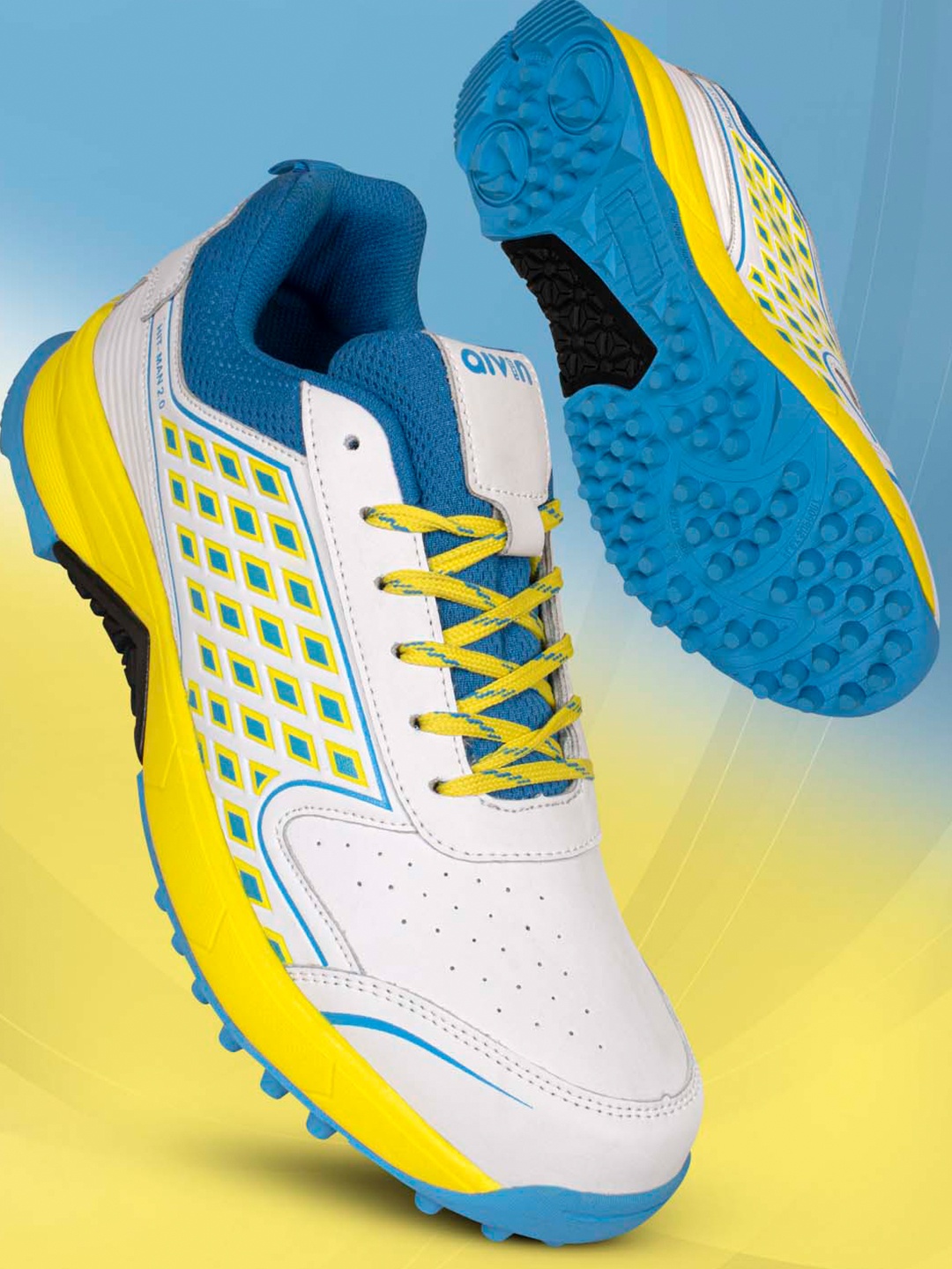 Aivin Men hit-man 2.0 Lace-Ups Cricket Shoes, Yellow