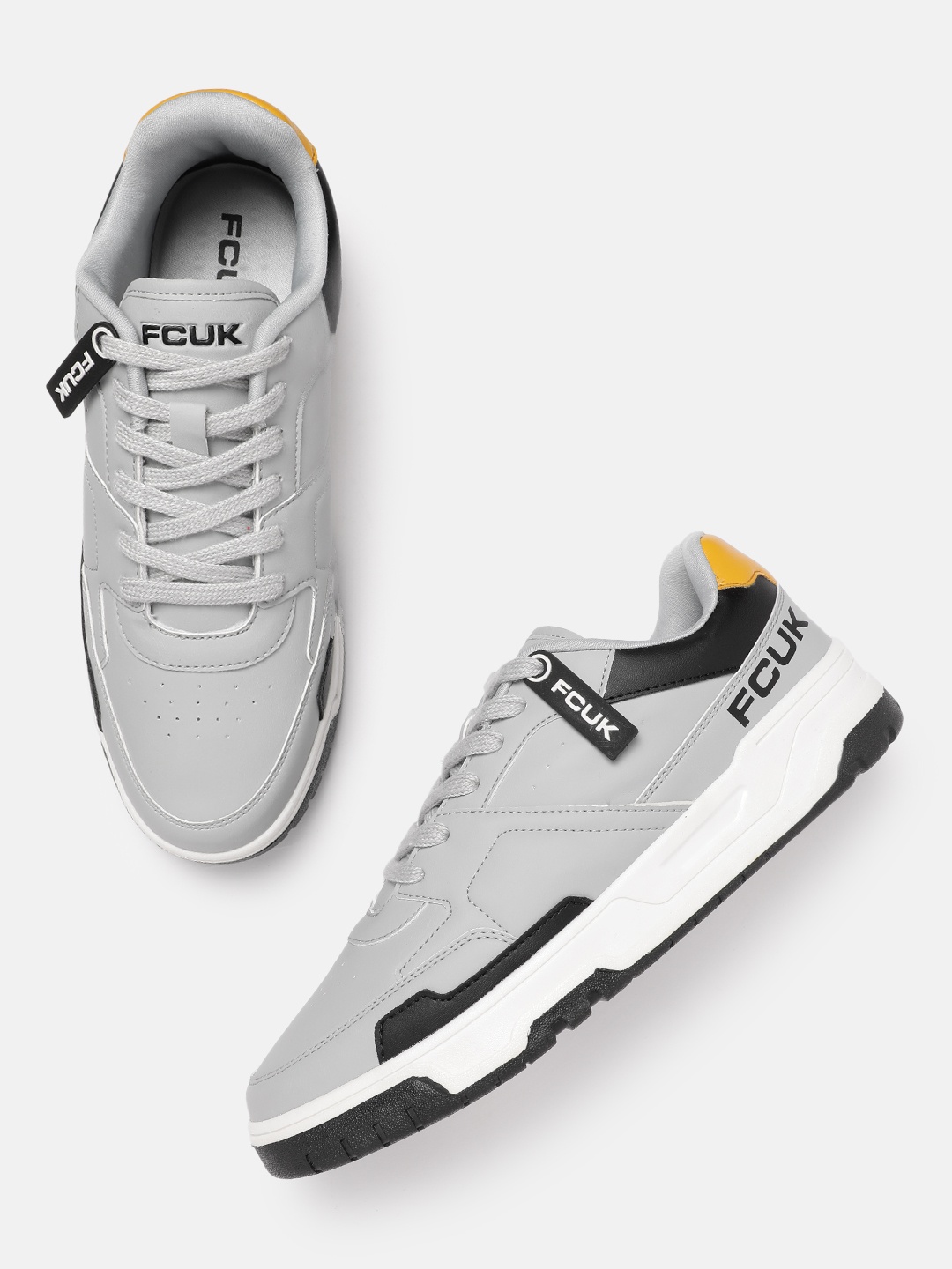 

FCUK Men Everyday Sneakers With Perforated Detail, Grey