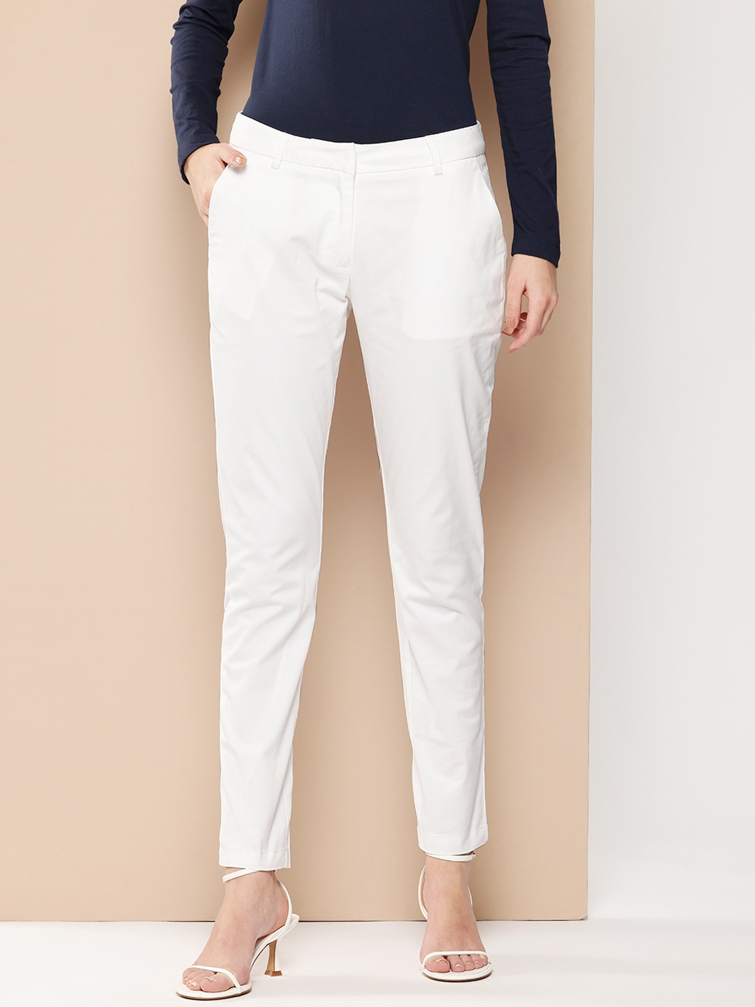 

her by invictus Women Cigerette Trousers, White