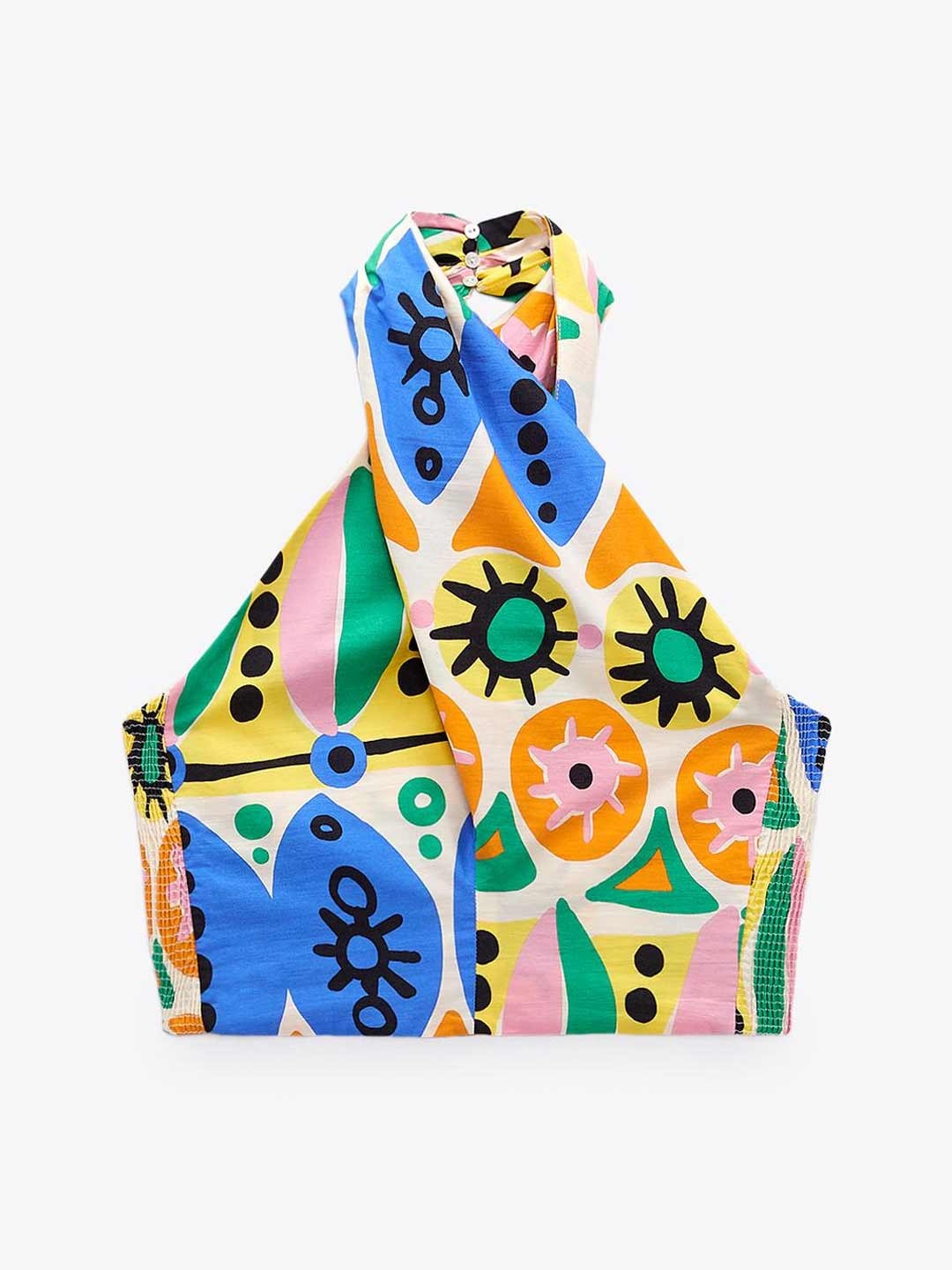 

ZARA Print Halter Neck Crop Top, Multi
