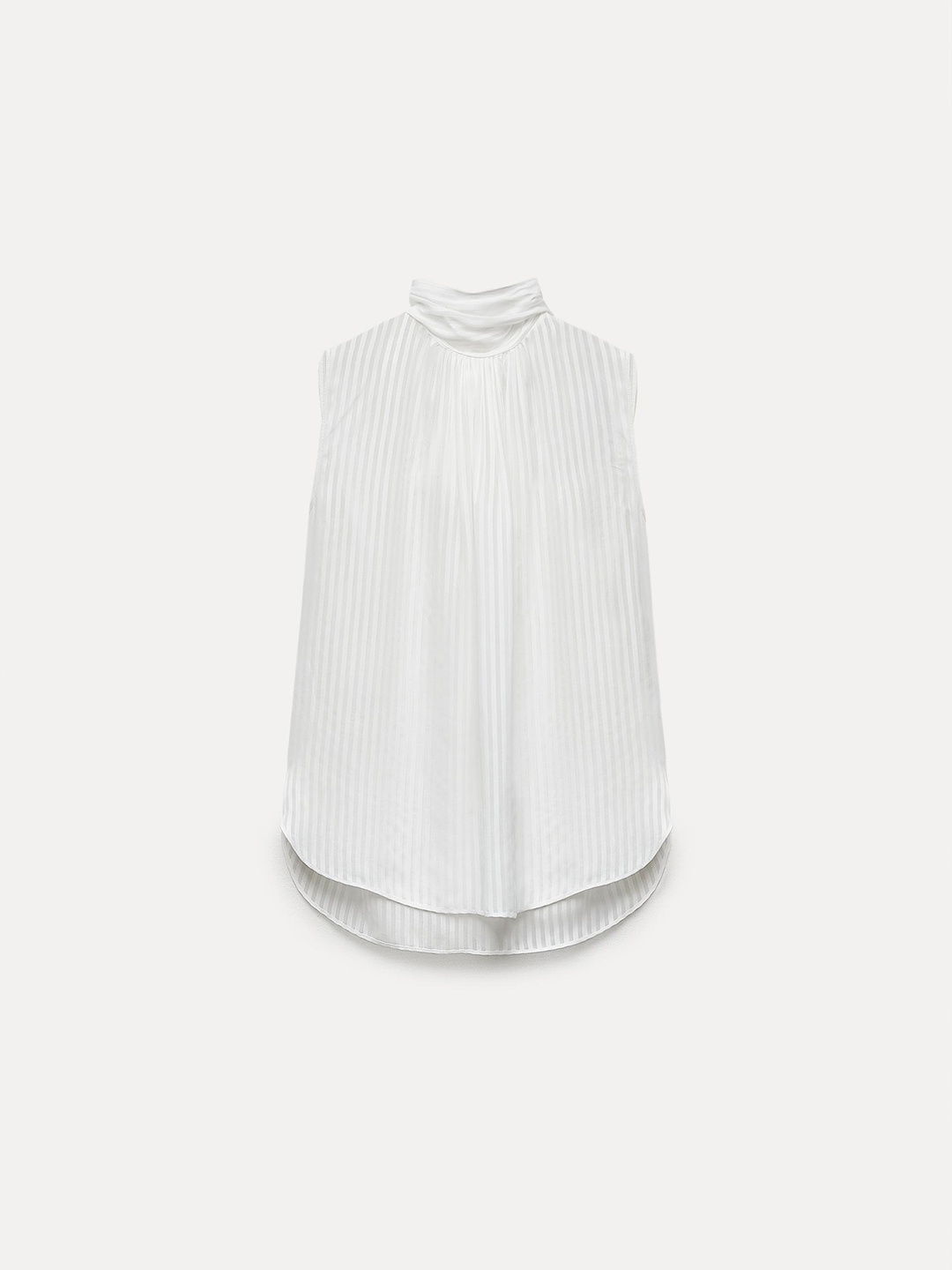 

ZARA Striped Cotton Top, White