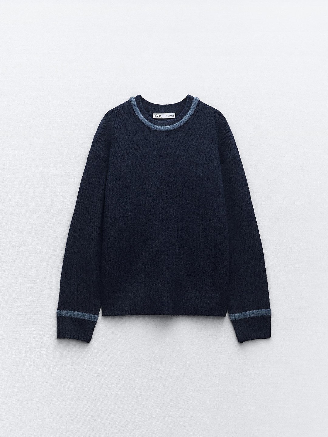 

ZARA Women Cotton Sweater, Navy blue