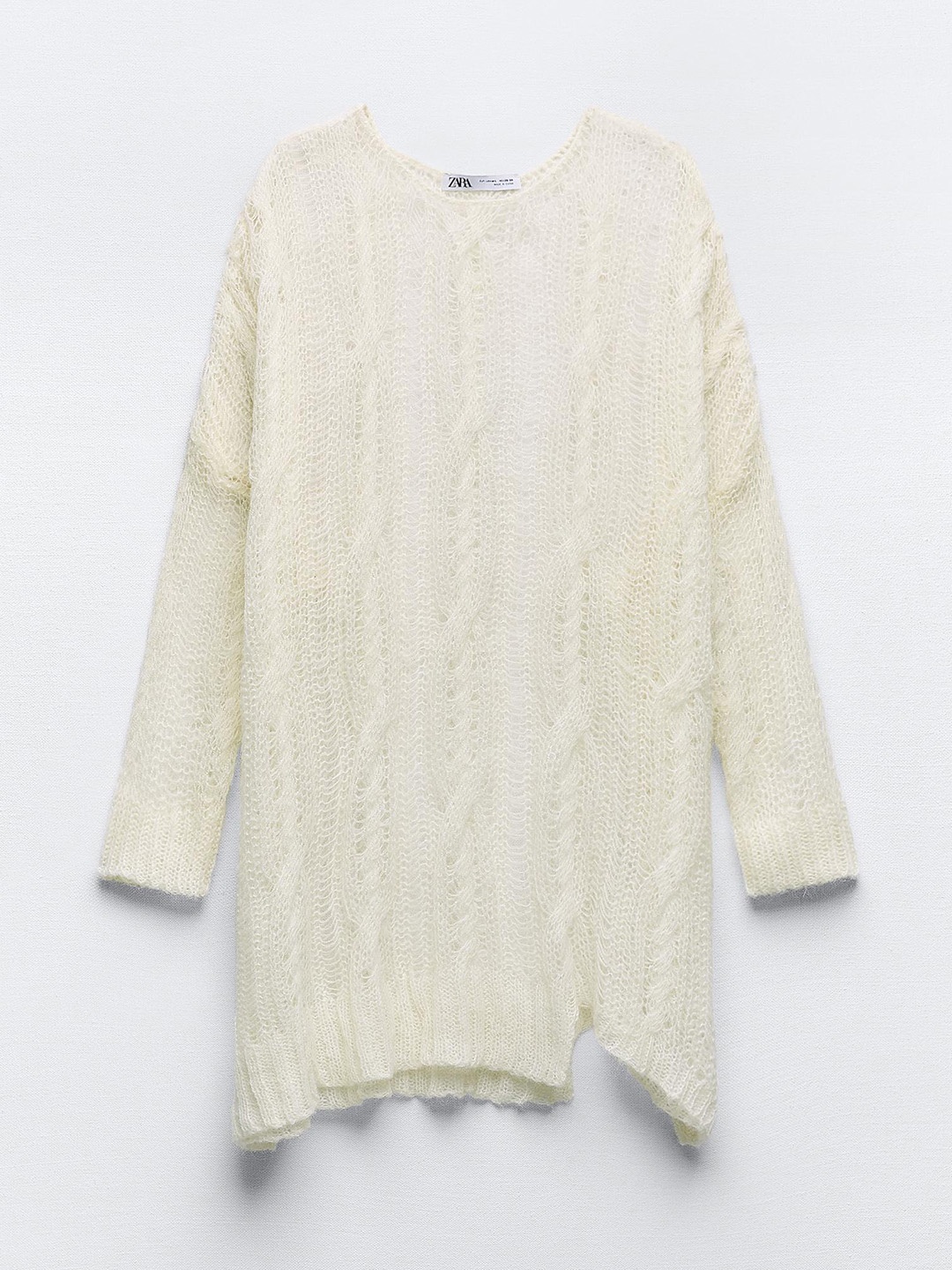 

ZARA Women Longline Pullover, Cream