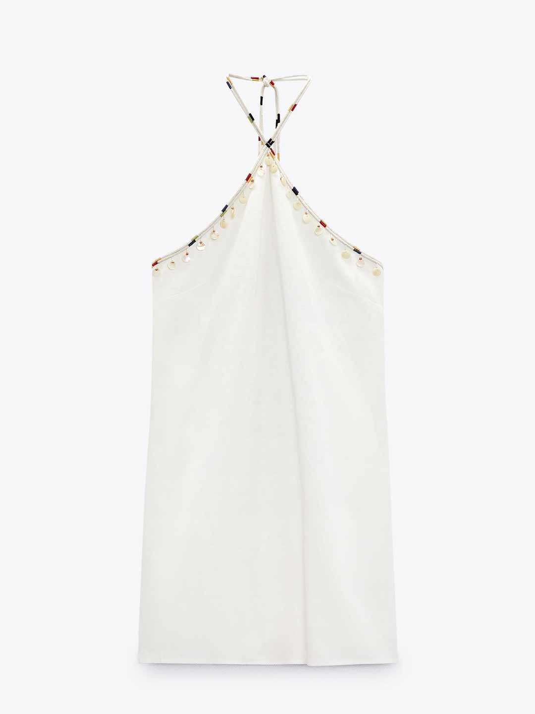 

ZARA Halter Neck A-Line Dress, White