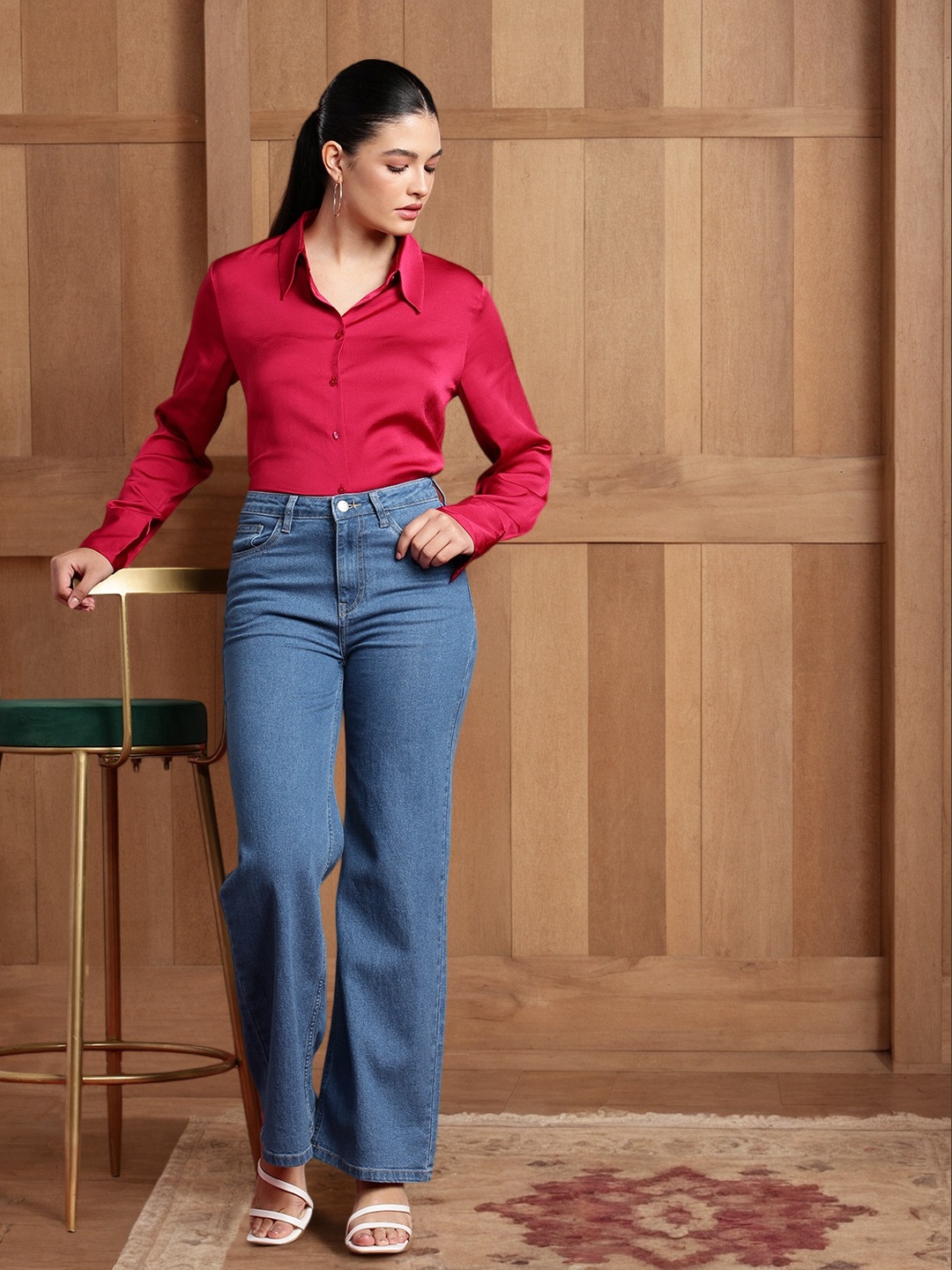 

all about you Women Flared High-Rise Stretchable Jeans, Blue