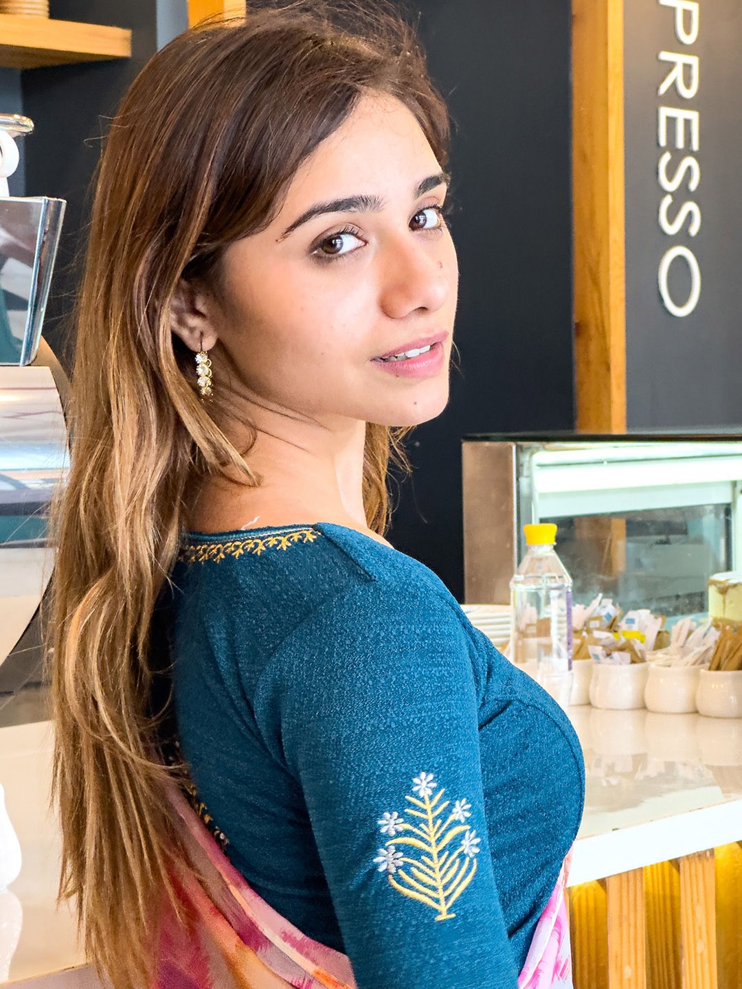 

Bindigasm's Advi Embroidery Readymade Saree Blouse, Teal