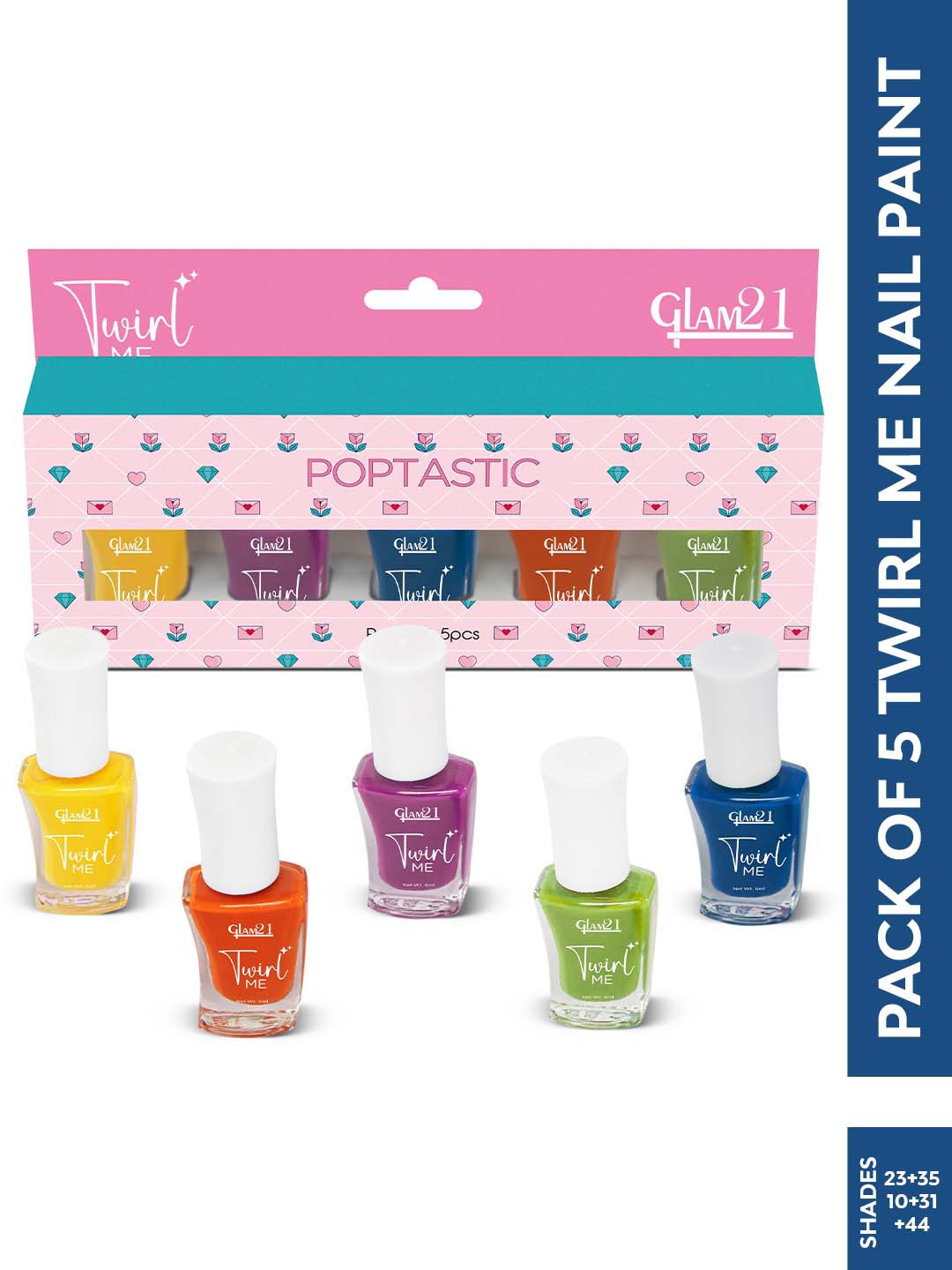 

GLAM21 Set Of 5 Twirl Me Nail Paint - 6 ml Each - Combo No04 -10-35-31-23-44, Multi
