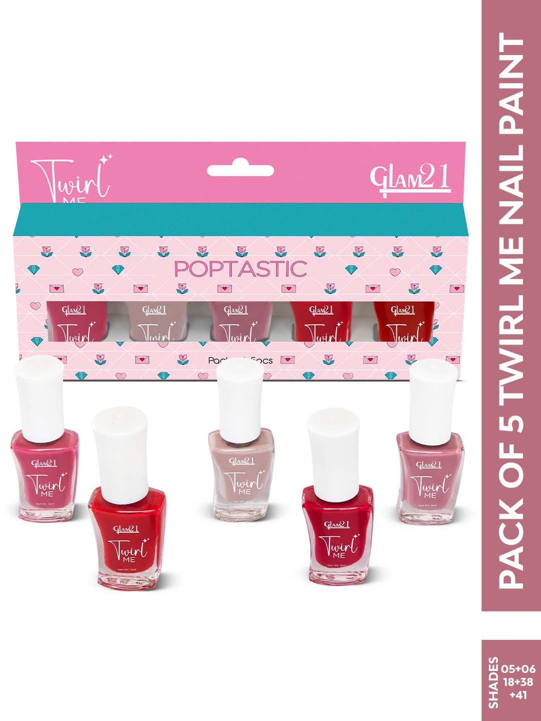 

GLAM21 Set Of 5 Twirl Me Nail Paint - 6 ml Each - Combo No 09 - 38-41-06-18-05, Multi