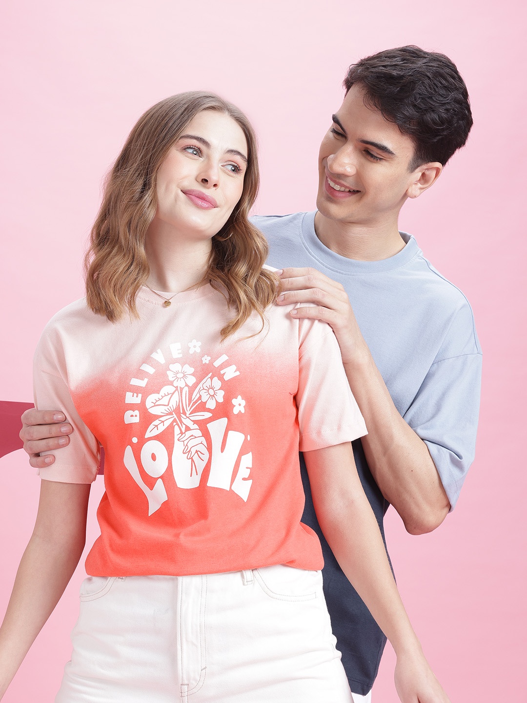

Mast & Harbour Ombre-Dyed Typography Print Relaxed T-shirt, Peach