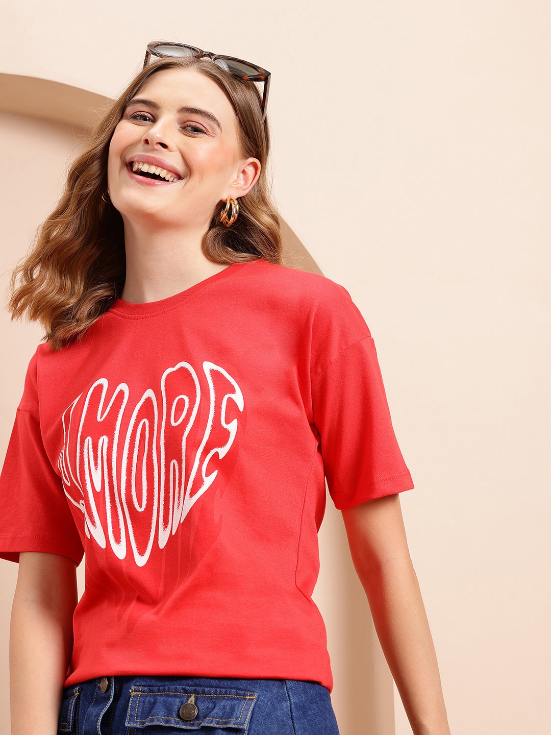 

Mast & Harbour Valentine Collection Printed Relaxed T-shirt, Red