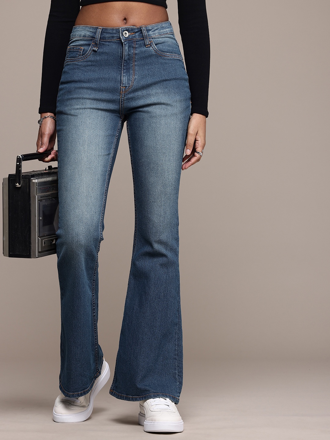 

The Roadster Life Co. Women Skinny Flared Fit High-Rise Stretchable Jeans, Blue